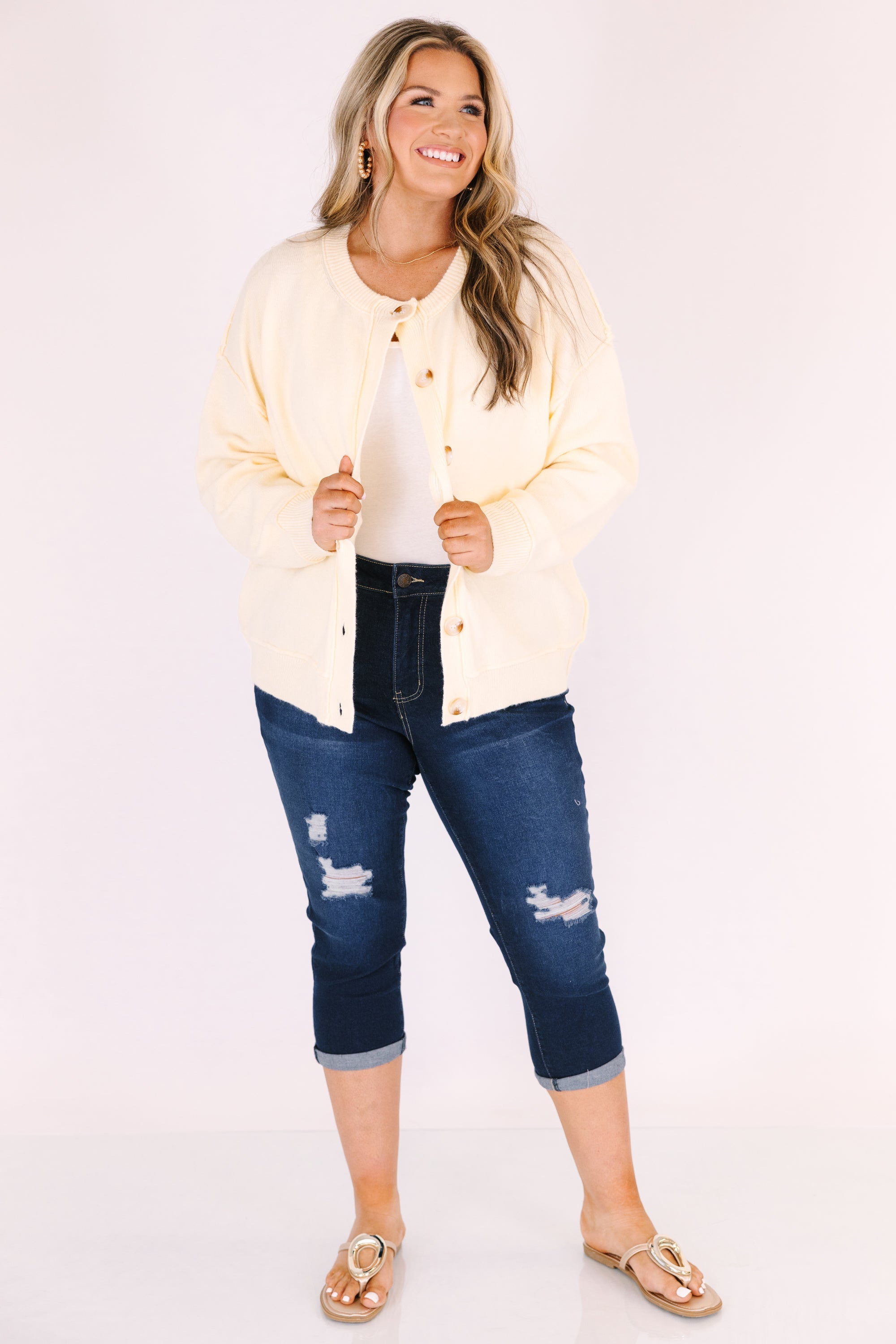 Dream, Wish And Believe Capris, Dark Wash