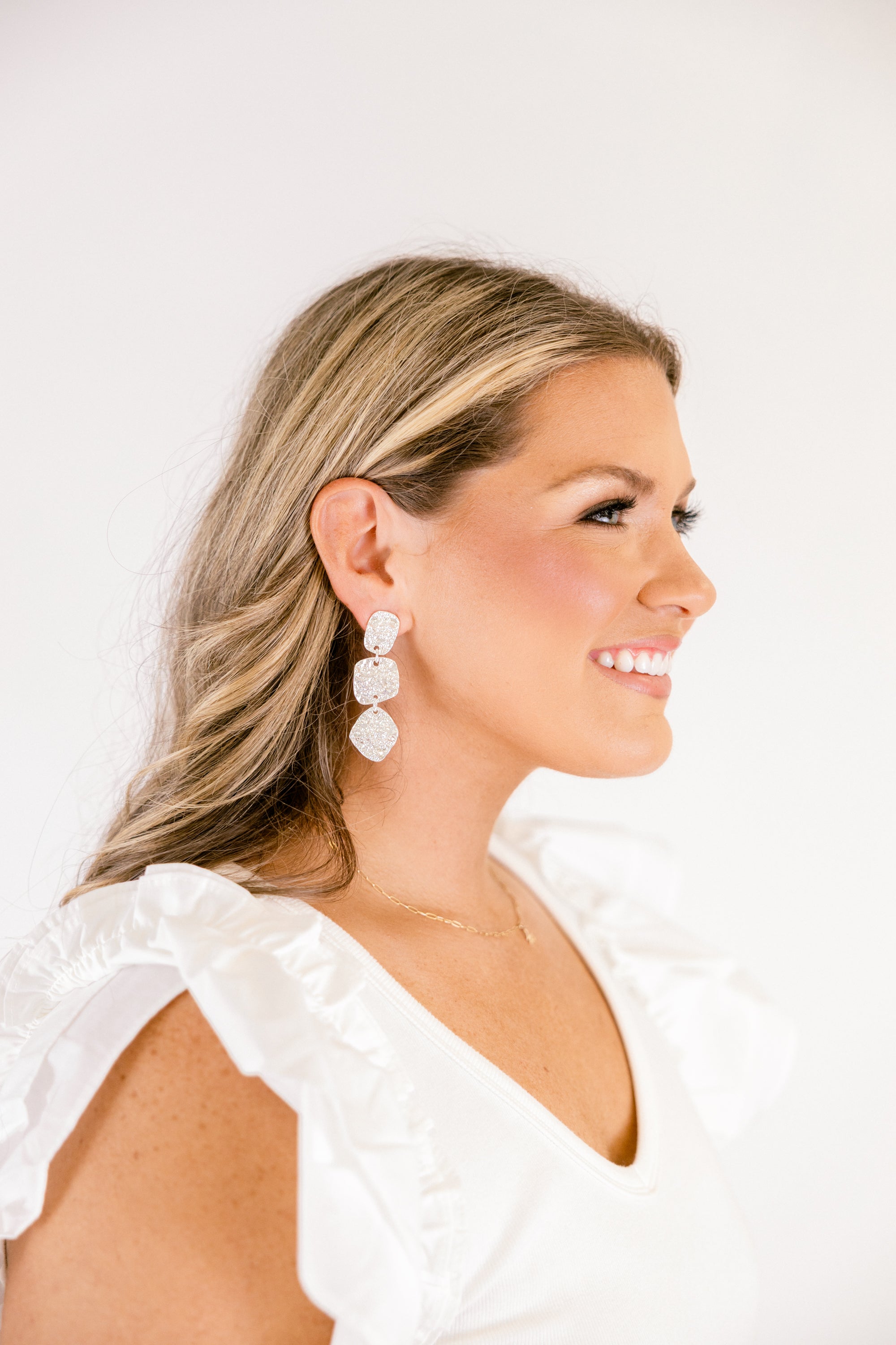 Dress Me Up Drop Earrings, Silver