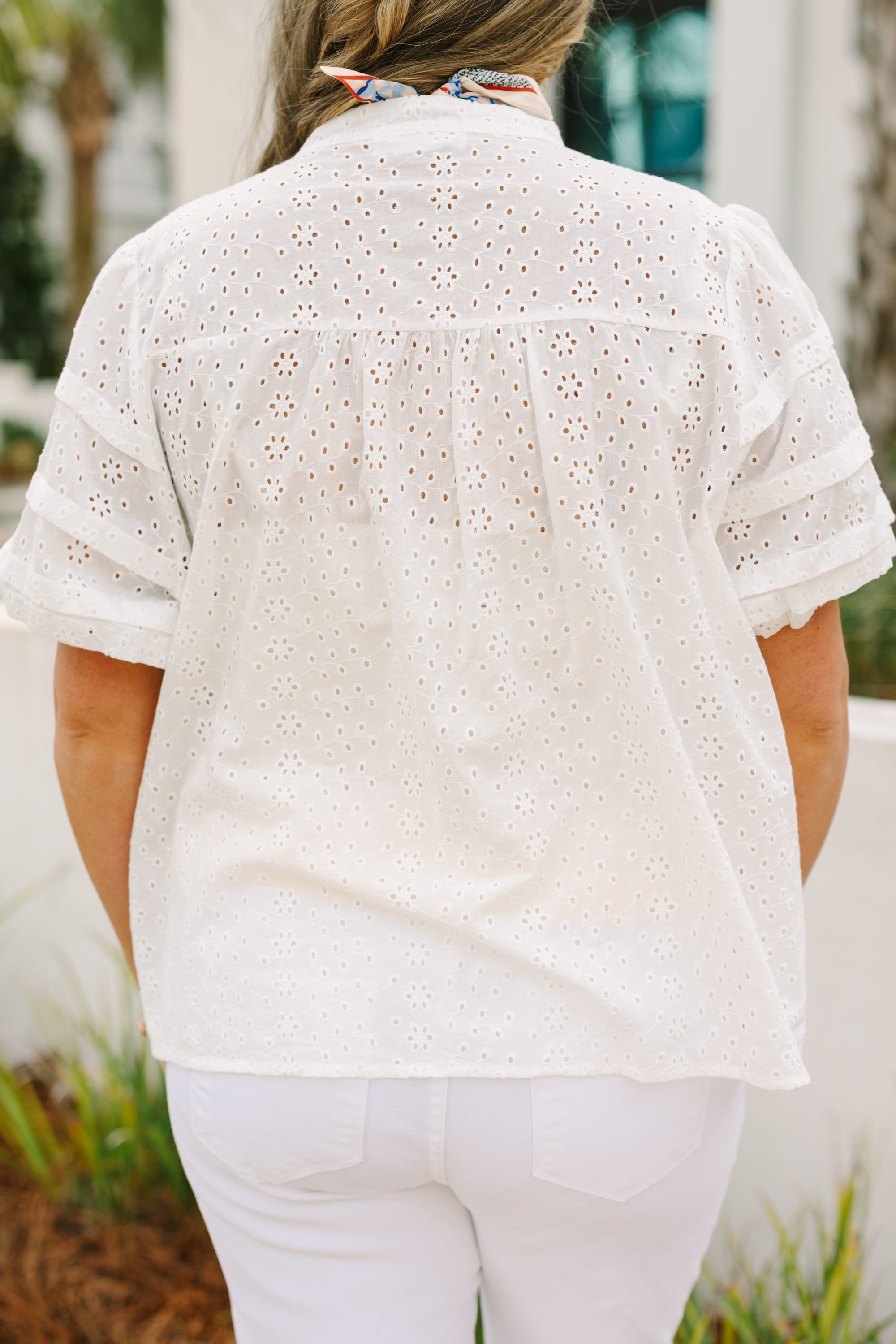 Each Detail Top, White Eyelet