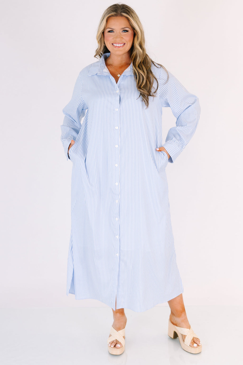 Easy To Adore Dress, Blue Stripe