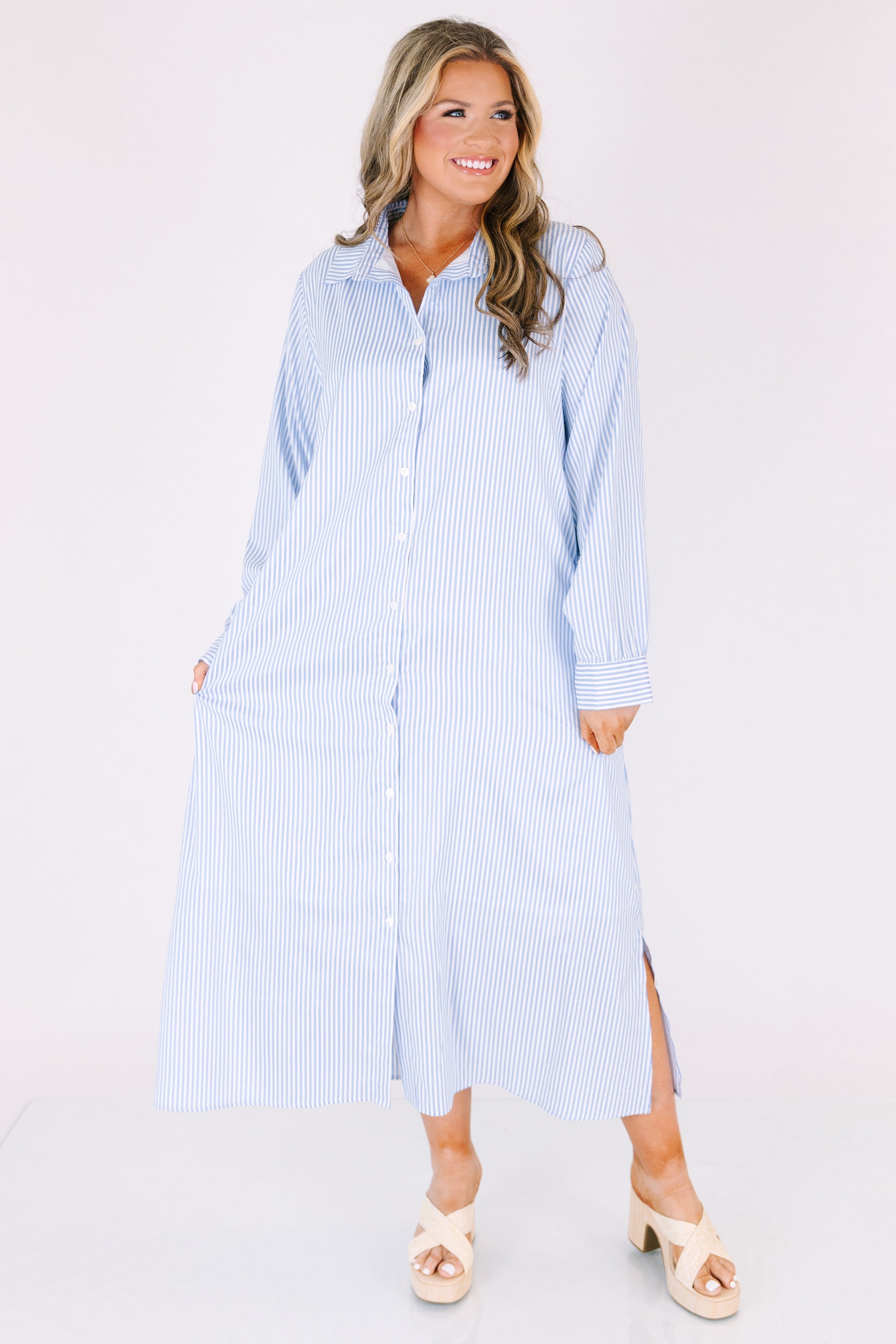 Easy To Adore Dress, Blue Stripe