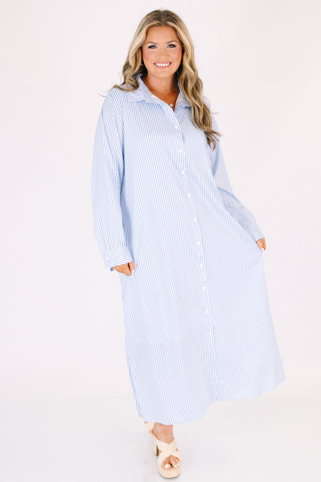 Easy To Adore Dress, Blue Stripe
