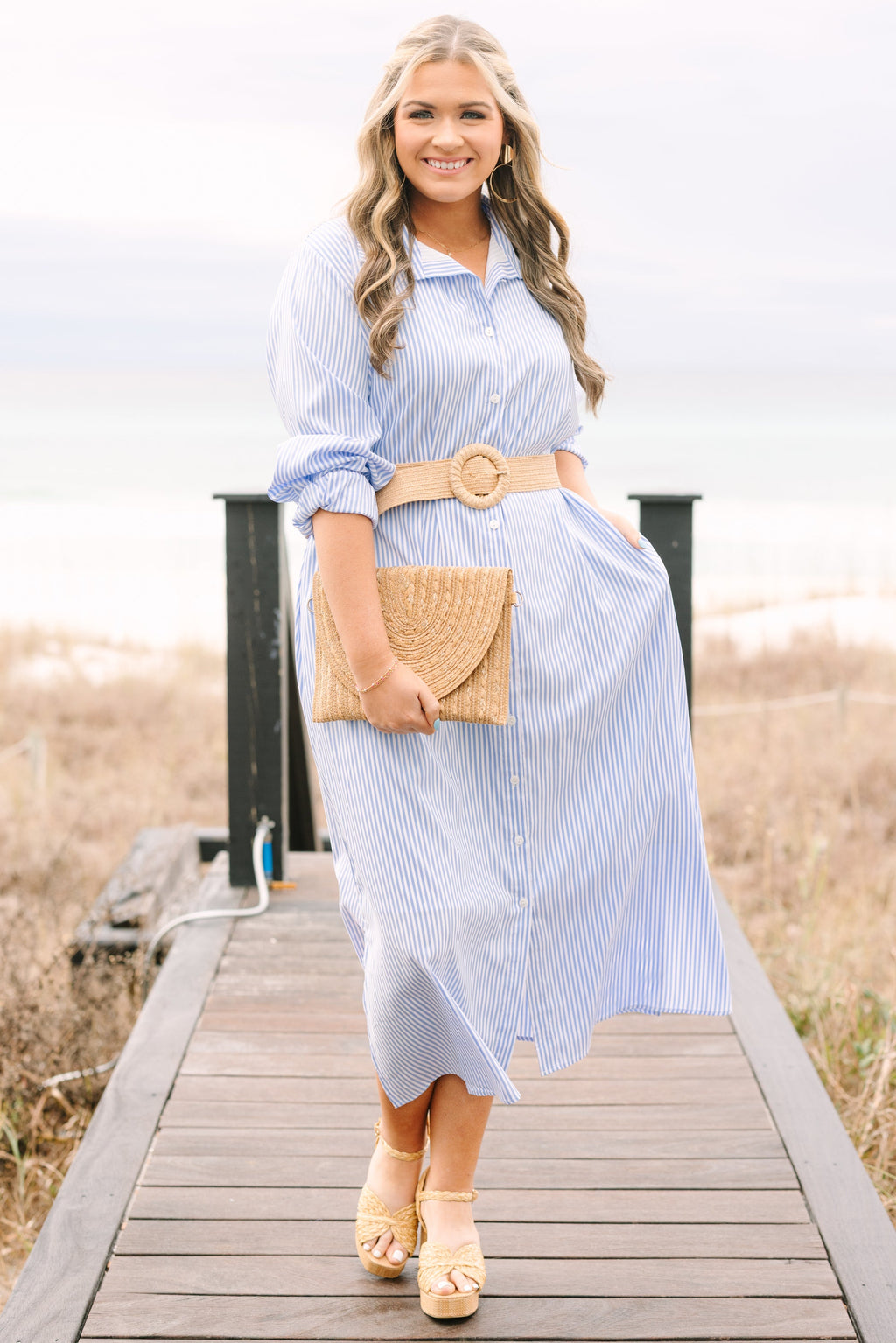 Easy To Adore Dress, Blue Stripe