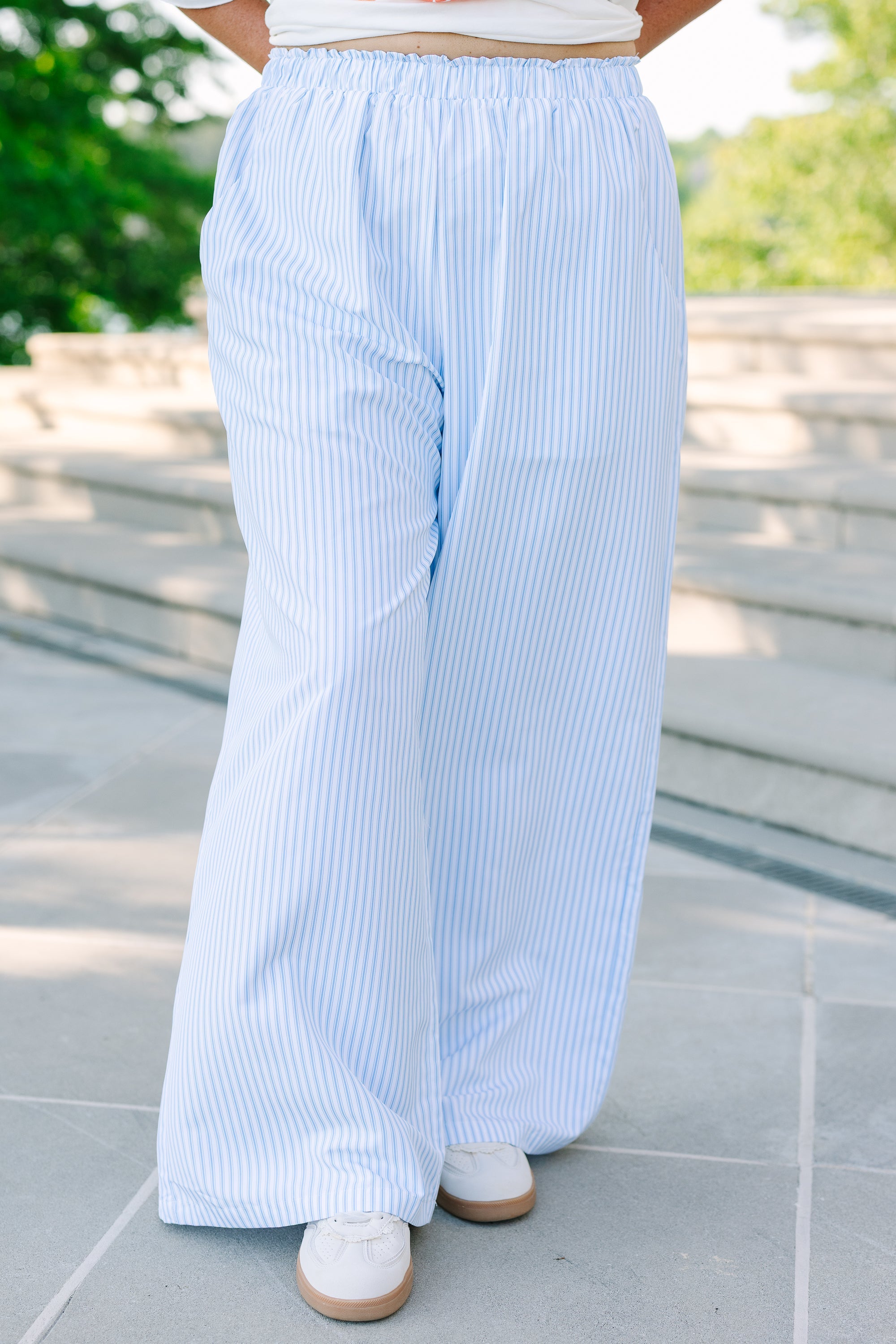 Easy To Style Pants, Blue Stripe