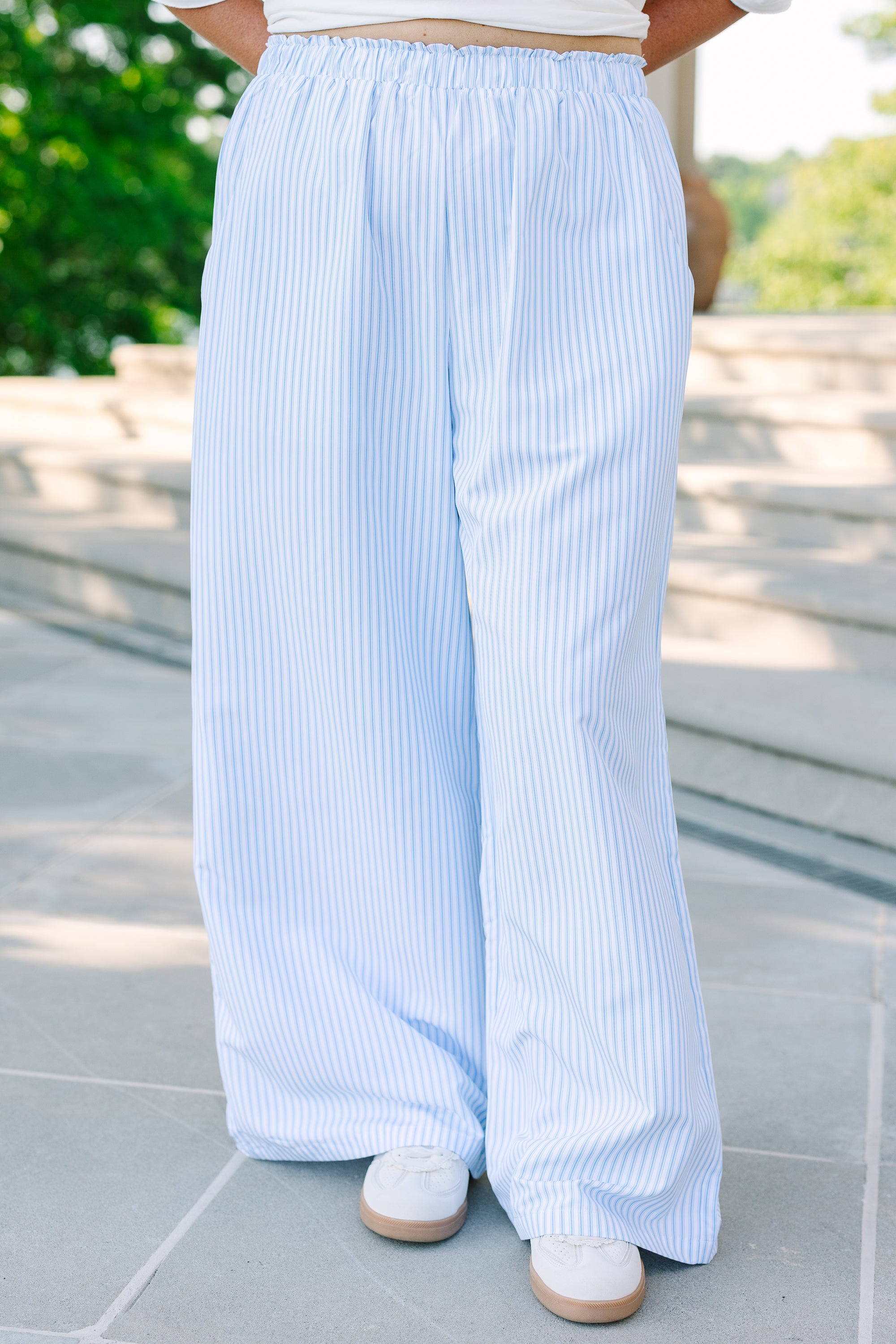 Easy To Style Pants, Blue Stripe