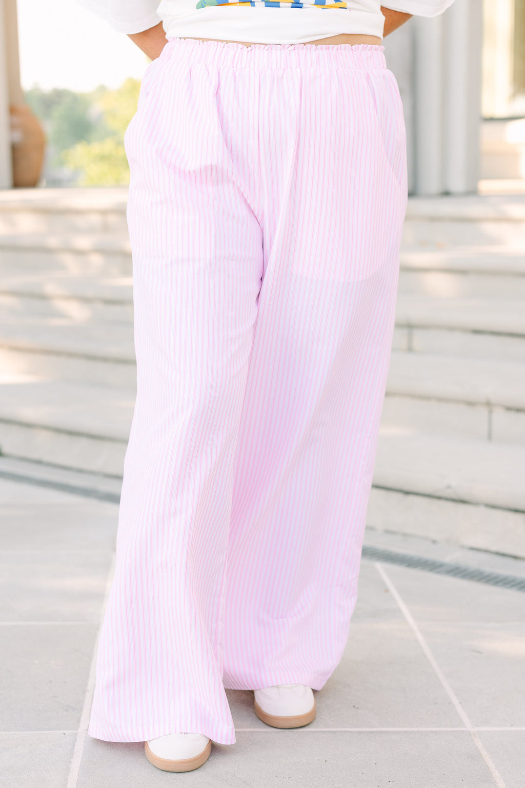 Easy To Style Pants, Pink Stripe