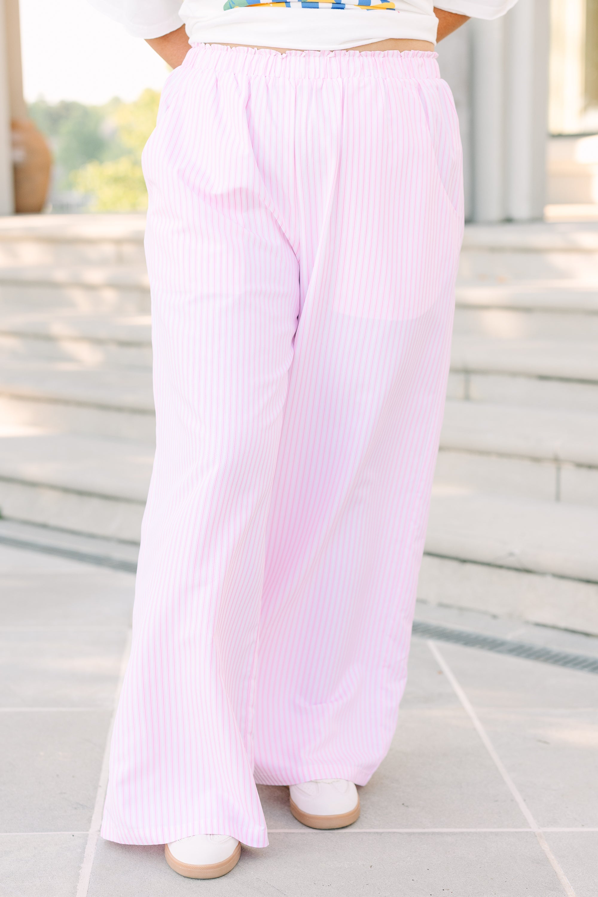 Easy To Style Pants, Pink Stripe