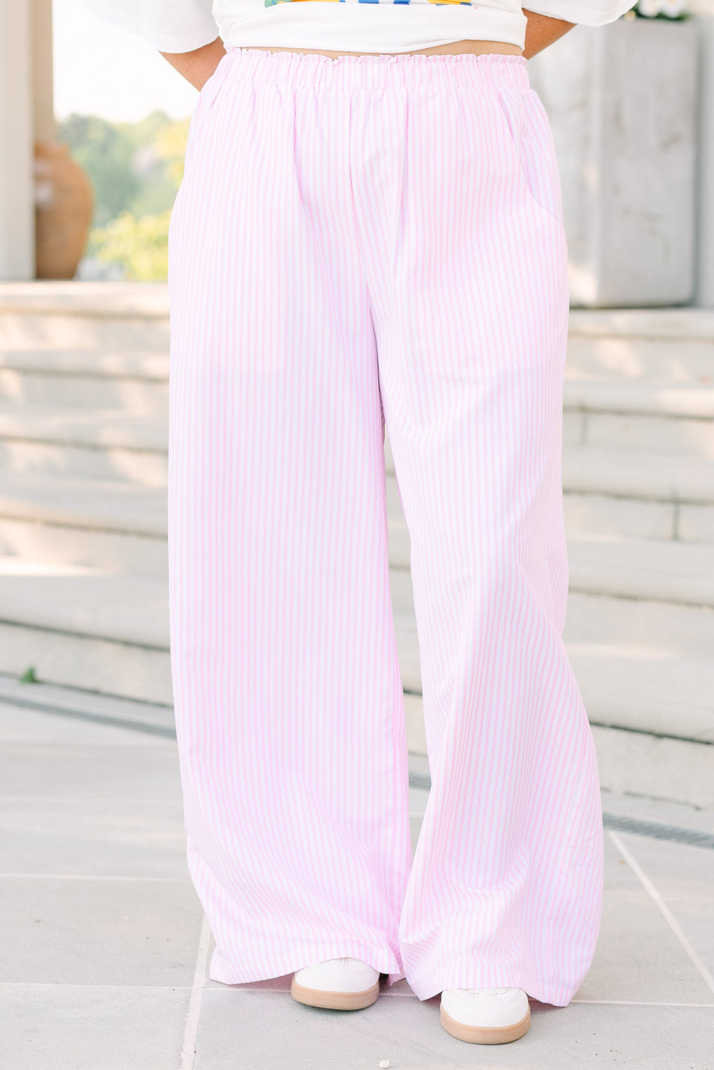Easy To Style Pants, Pink Stripe