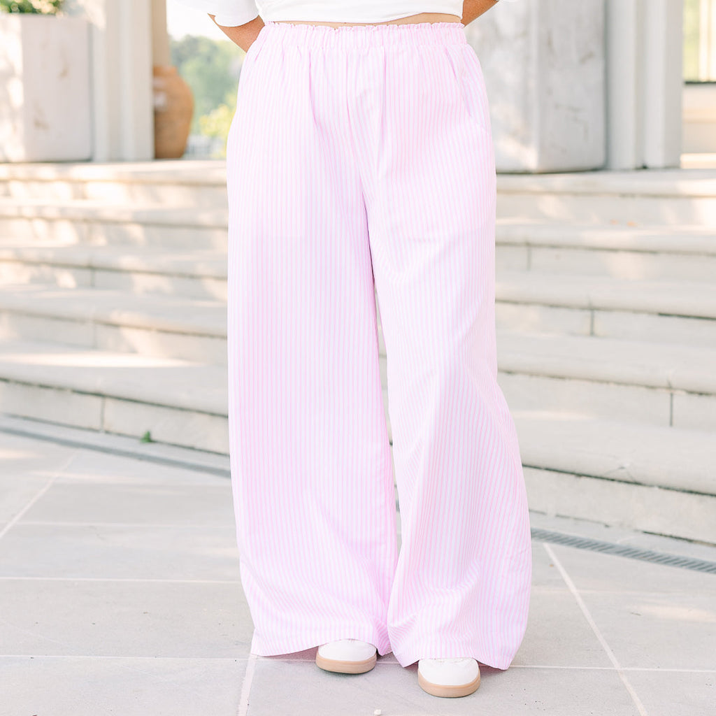 Easy To Style Pants, Pink Stripe