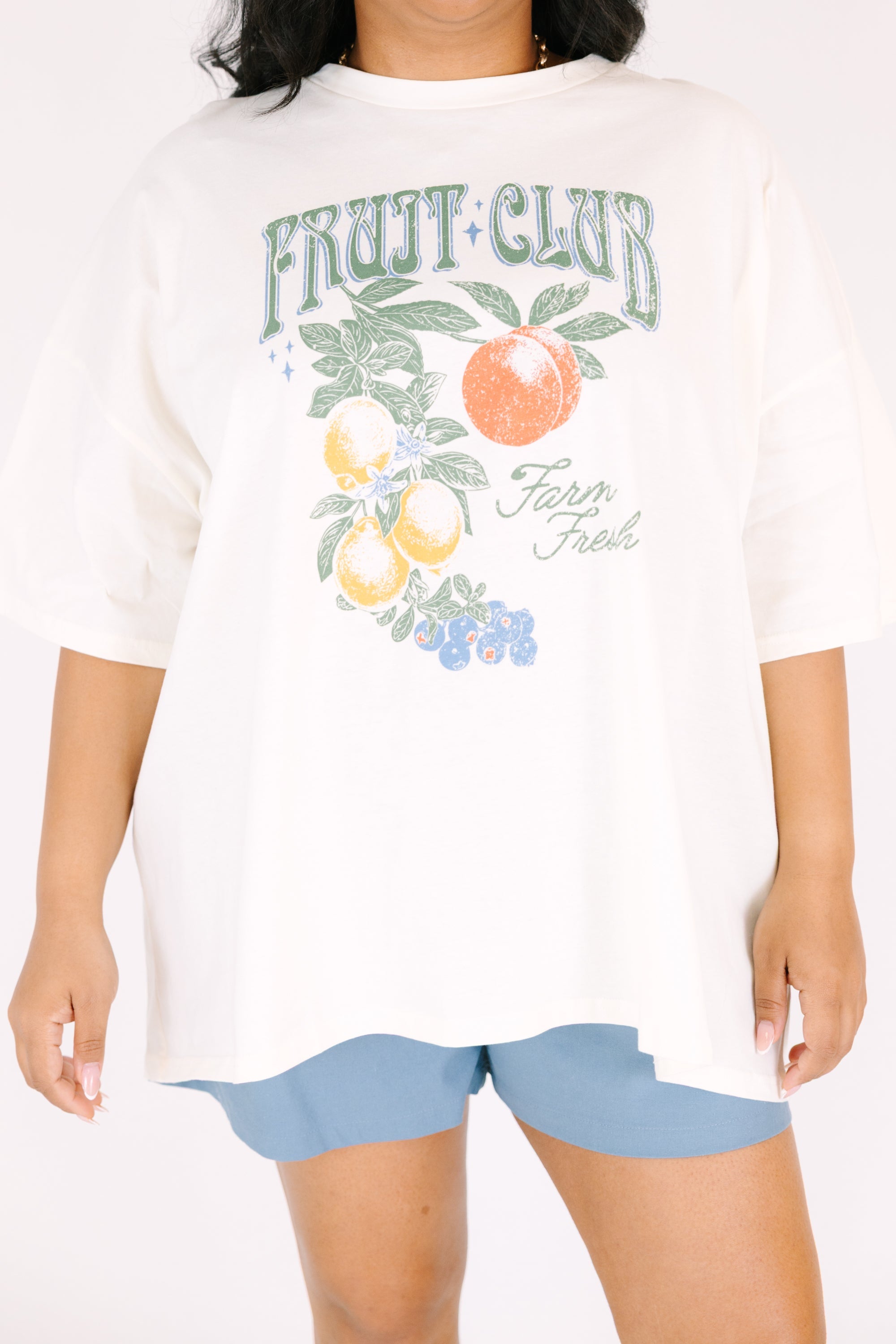 Farm Fresh Fruit Club Boyfriend Tee, Ivory