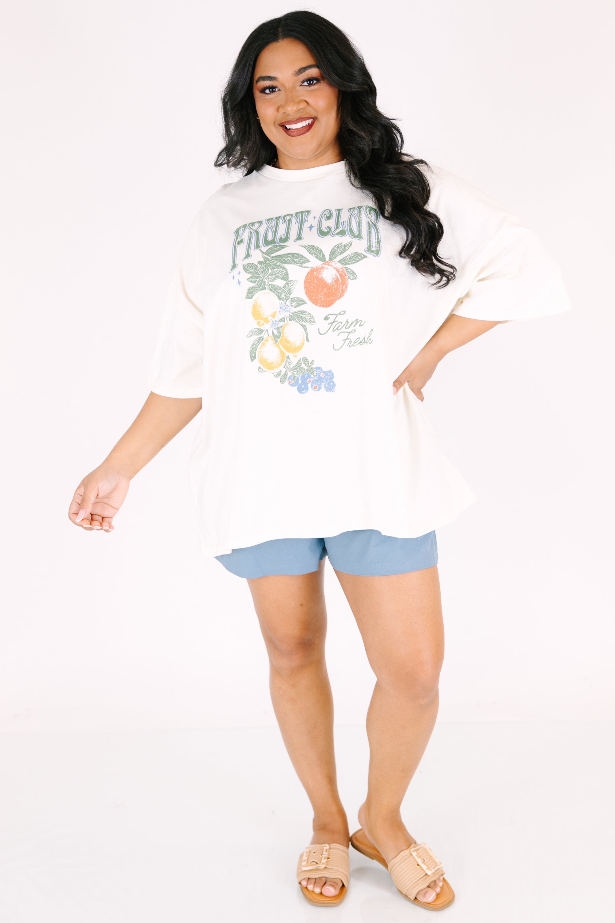 Farm Fresh Fruit Club Boyfriend Tee, Ivory