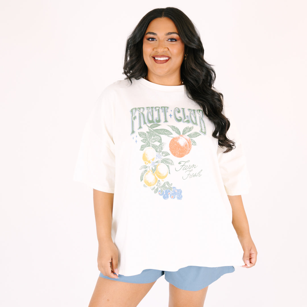 Farm Fresh Fruit Club Boyfriend Tee, Ivory