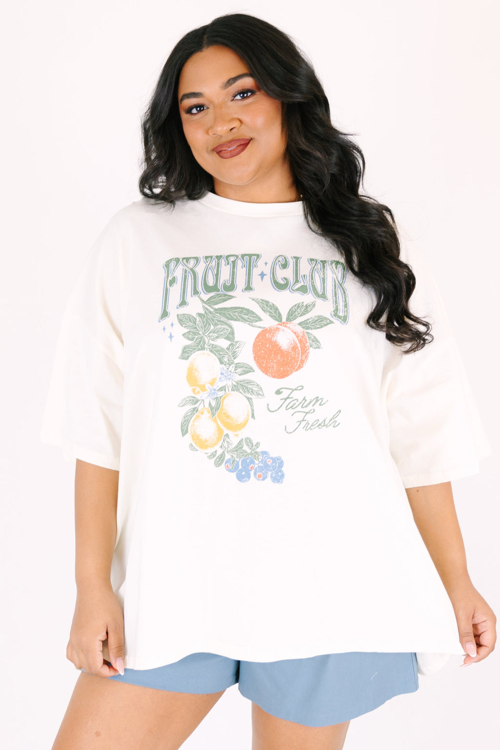 Farm Fresh Fruit Club Boyfriend Tee, Ivory