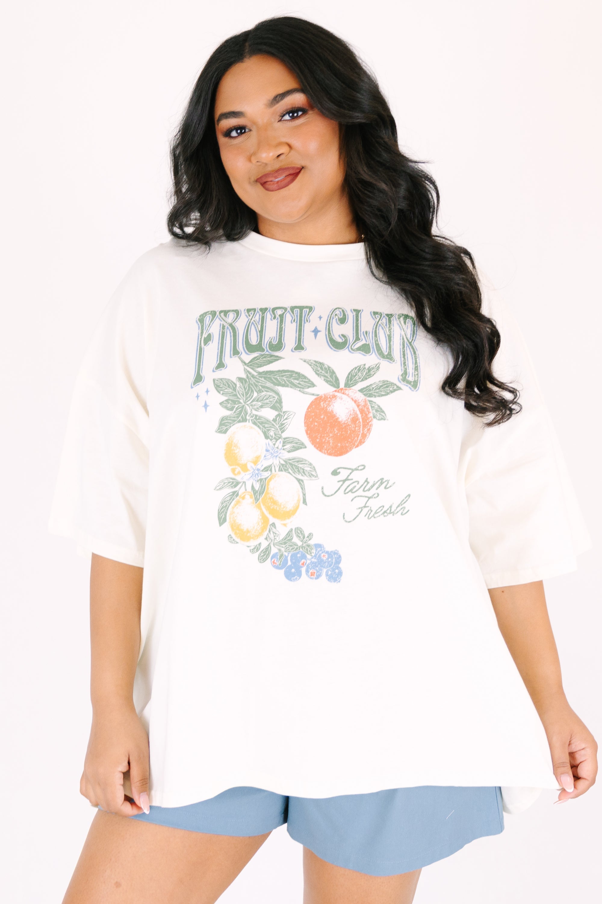 Farm Fresh Fruit Club Boyfriend Tee, Ivory