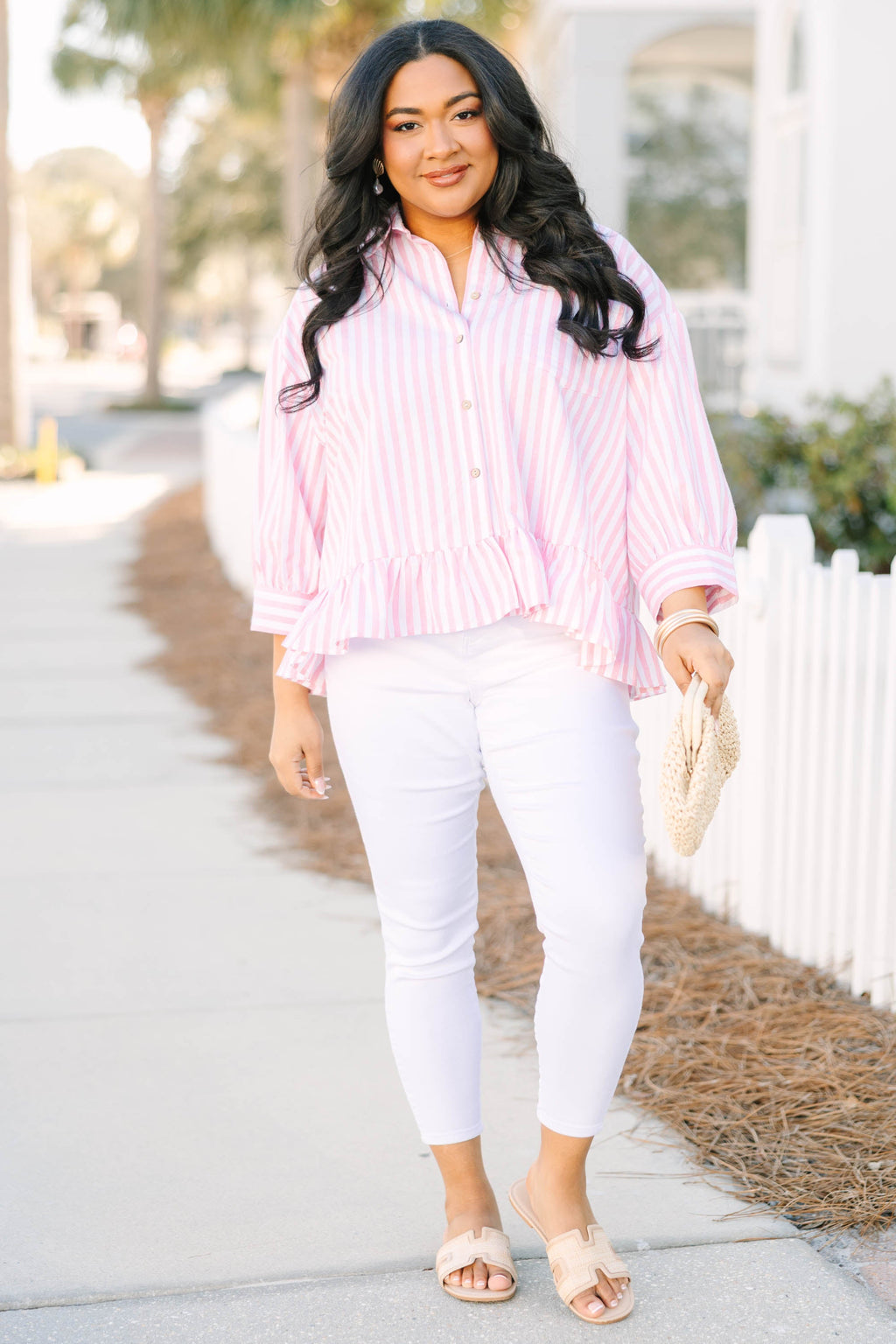 Feel Free Top, Pink Stripe