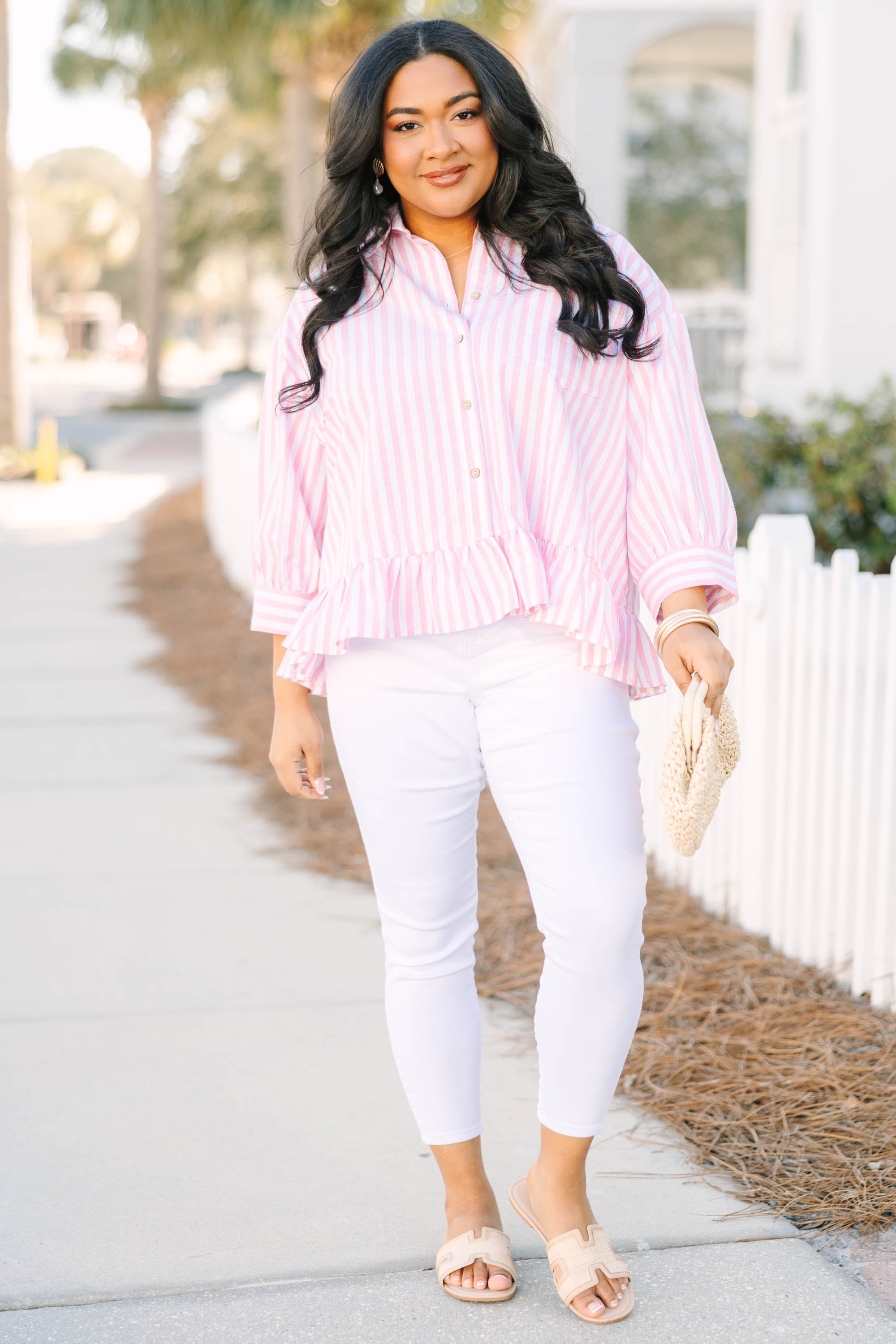 Feel Free Top, Pink Stripe
