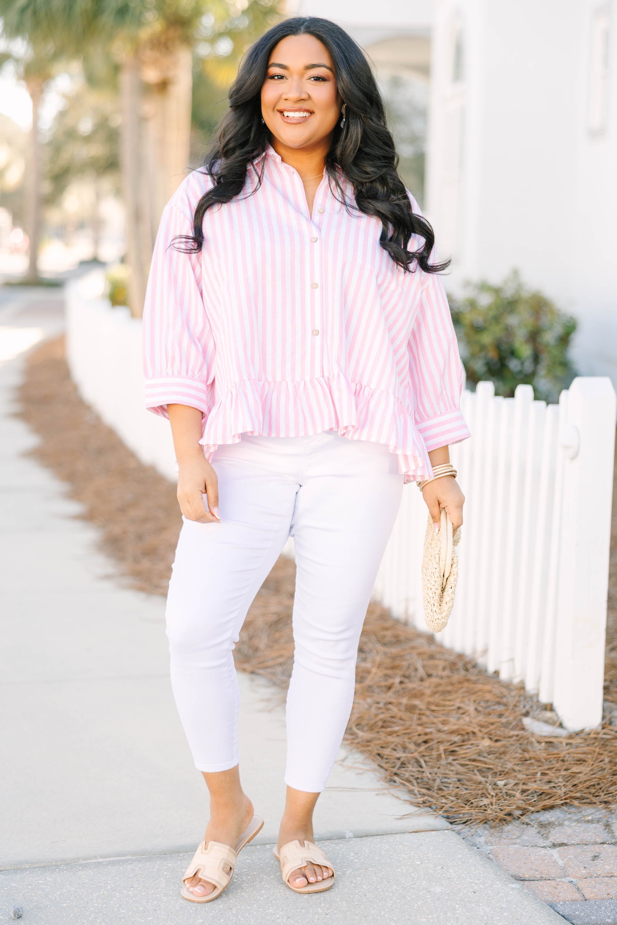 Feel Free Top, Pink Stripe