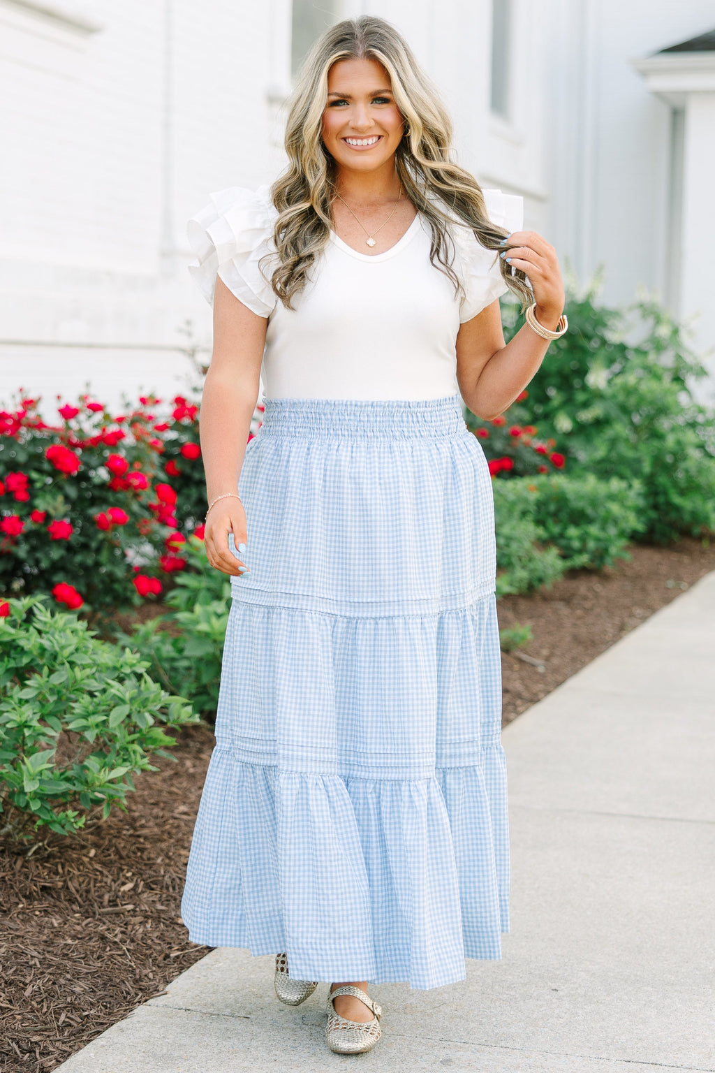 Ferocious Love Skirt, Blue Gingham