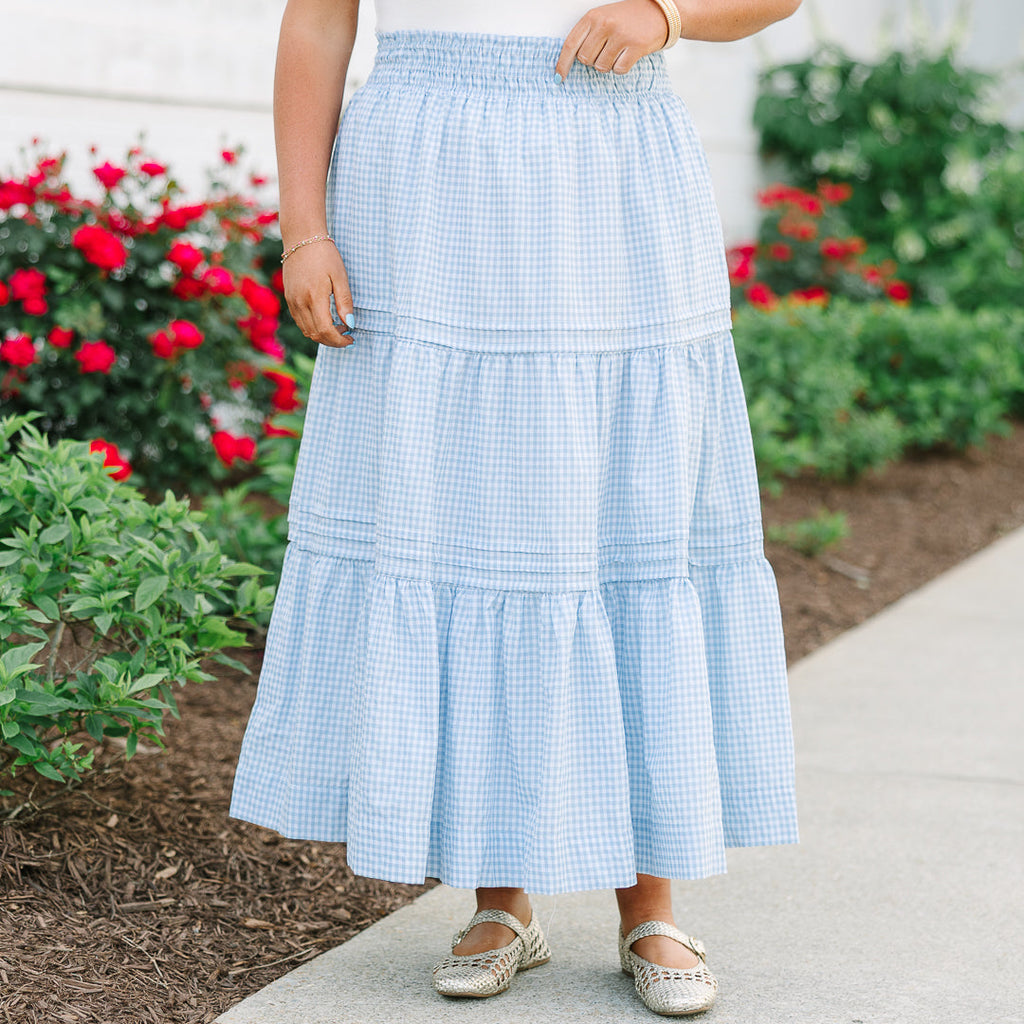Ferocious Love Skirt, Blue Gingham