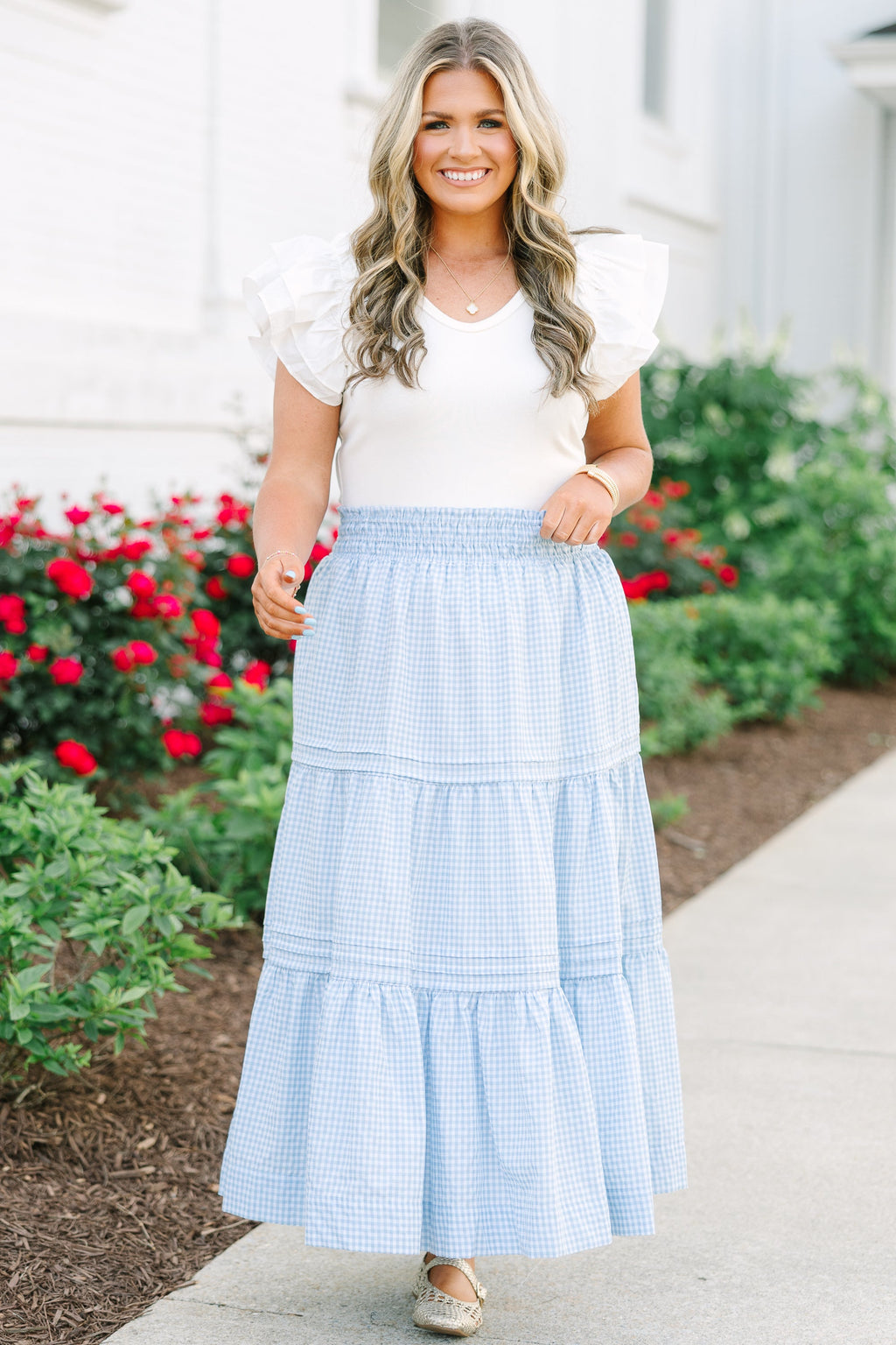 Ferocious Love Skirt, Blue Gingham
