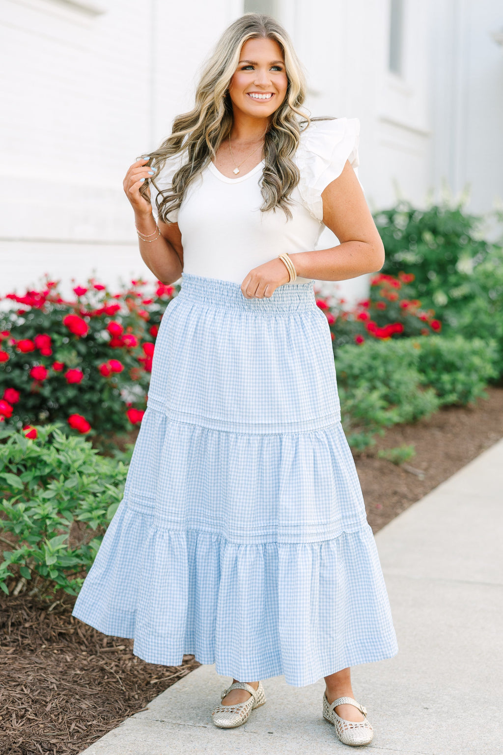 Ferocious Love Skirt, Blue Gingham
