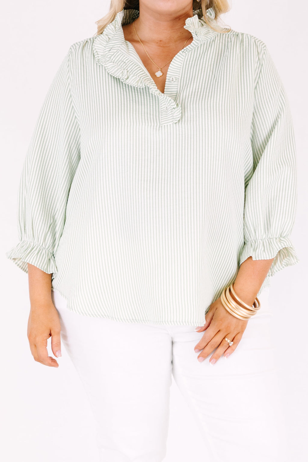 Find My Muse Top, Green Stripe