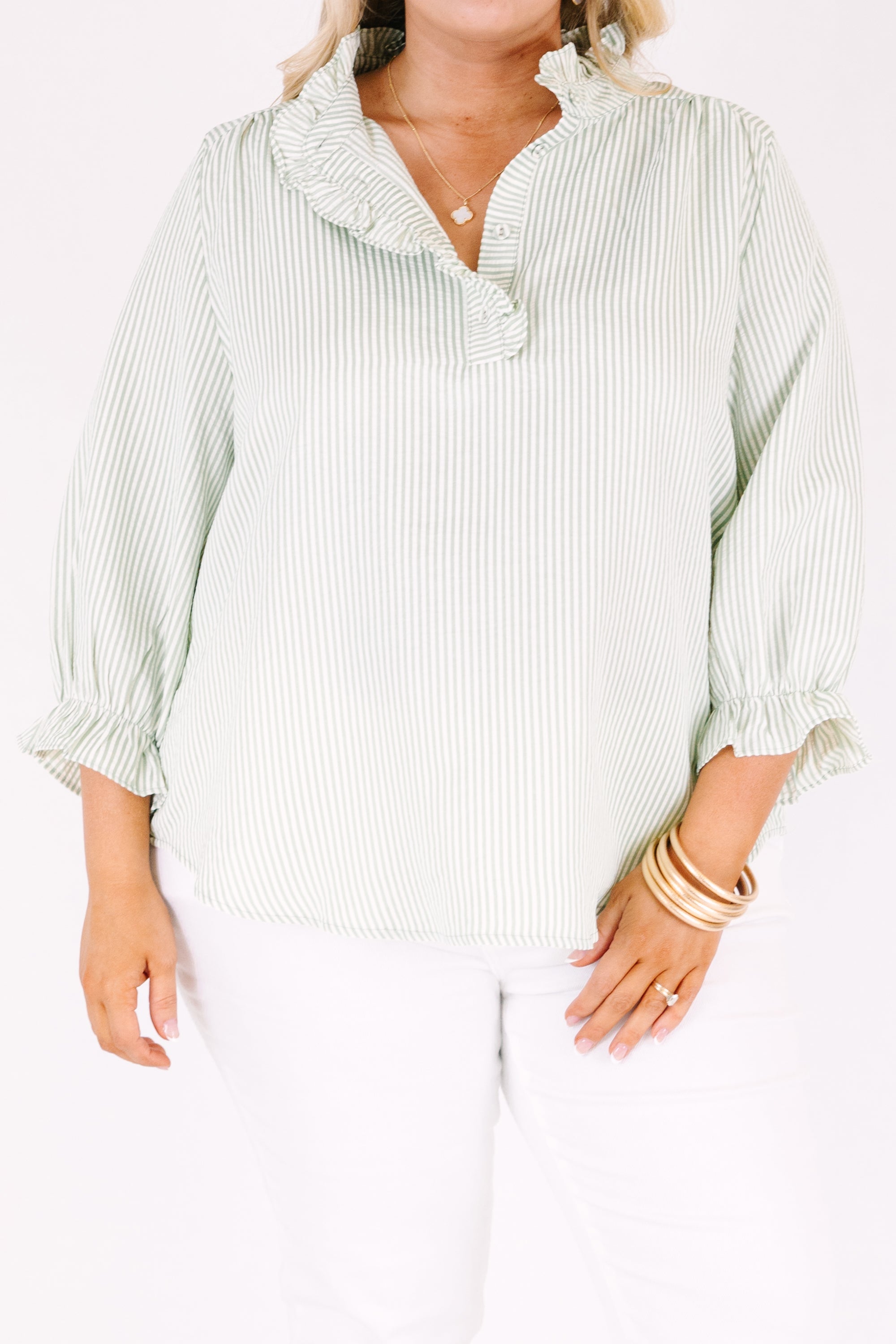 Find My Muse Top, Green Stripe