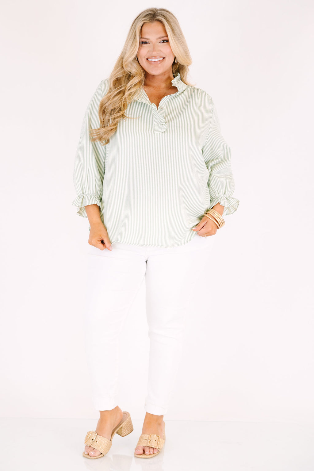 Find My Muse Top, Green Stripe