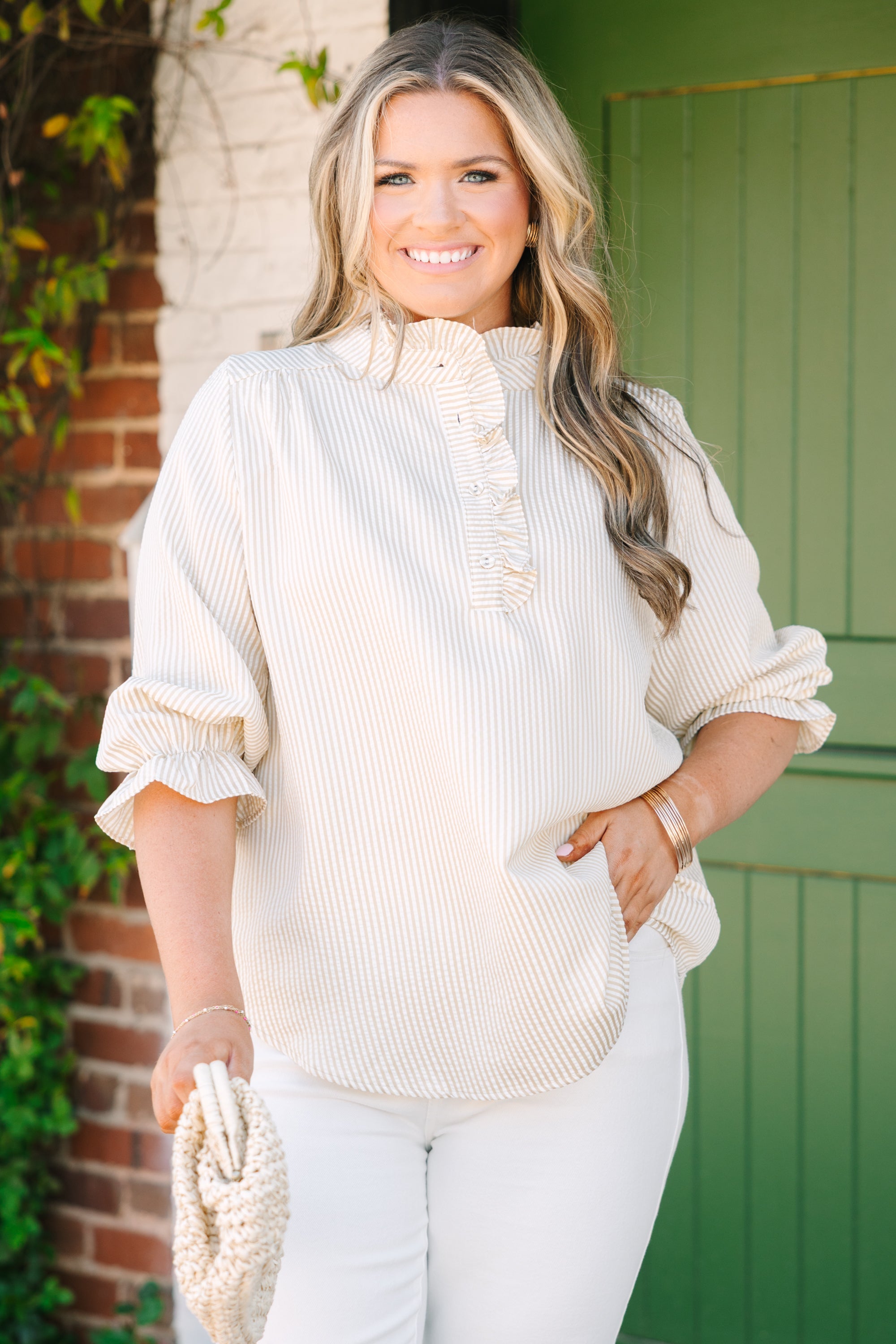 Find My Muse Top, Tan Stripe