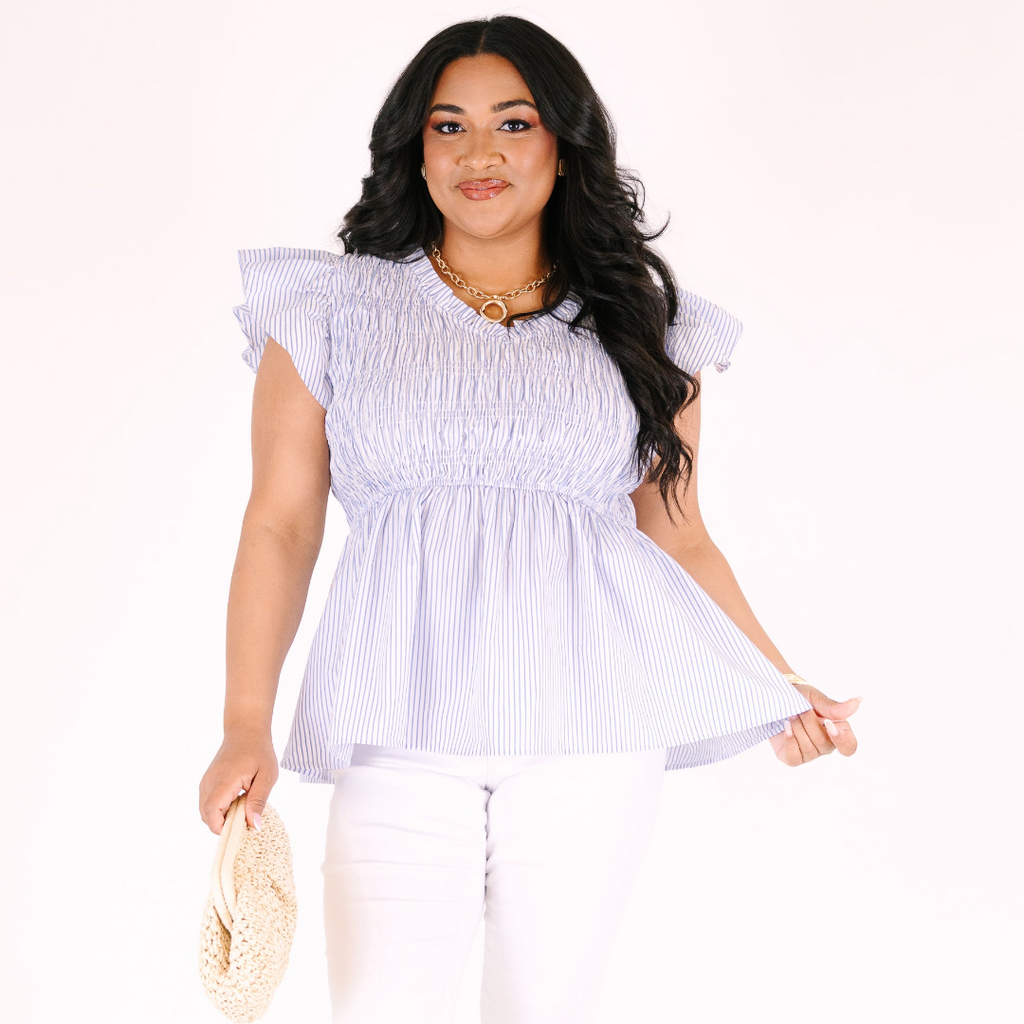 Finer Things Top, Blue Stripe