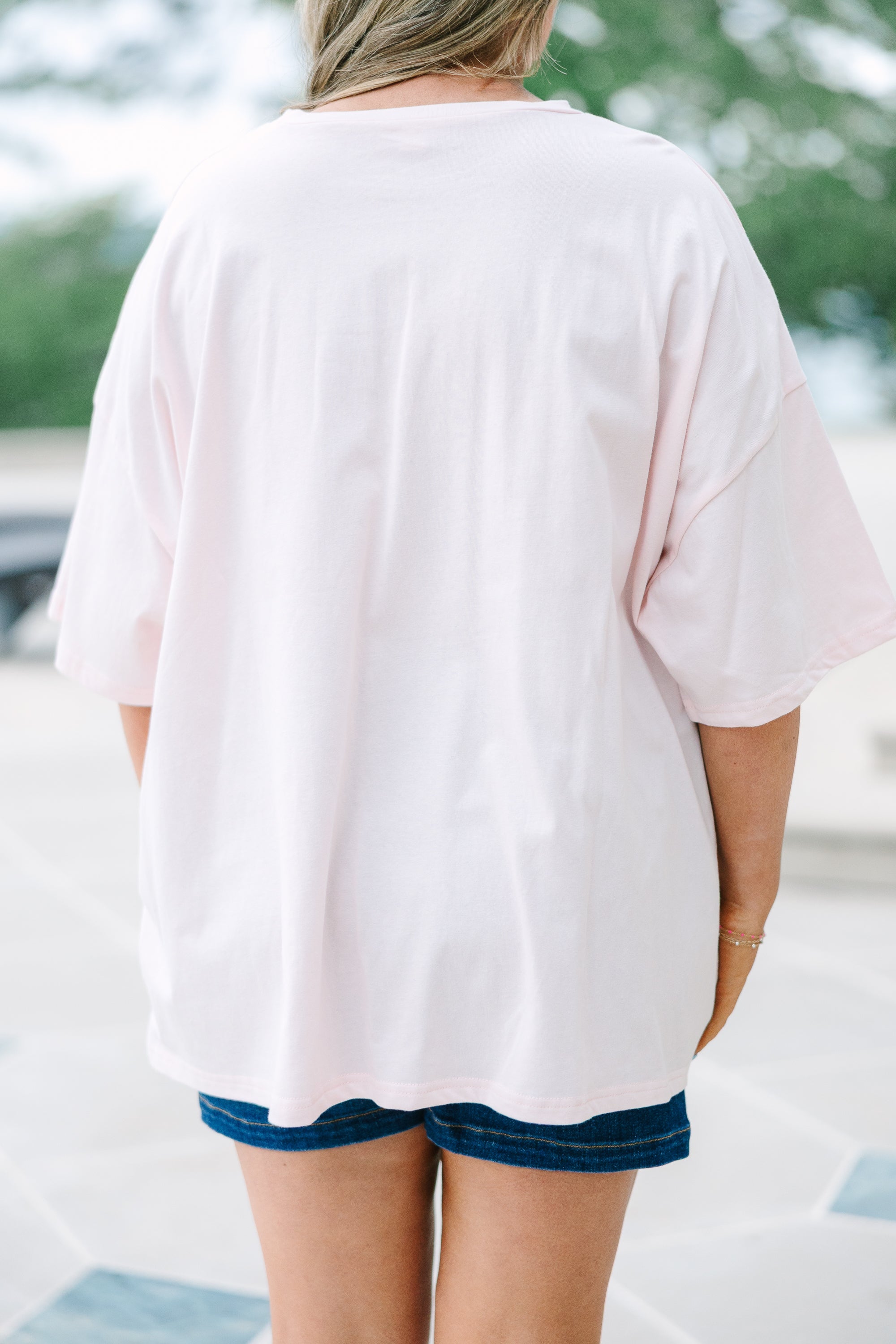 Fishin' Around Boyfriend Tee, Cream Pink