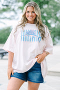 Fishin' Around Boyfriend Tee, Cream Pink