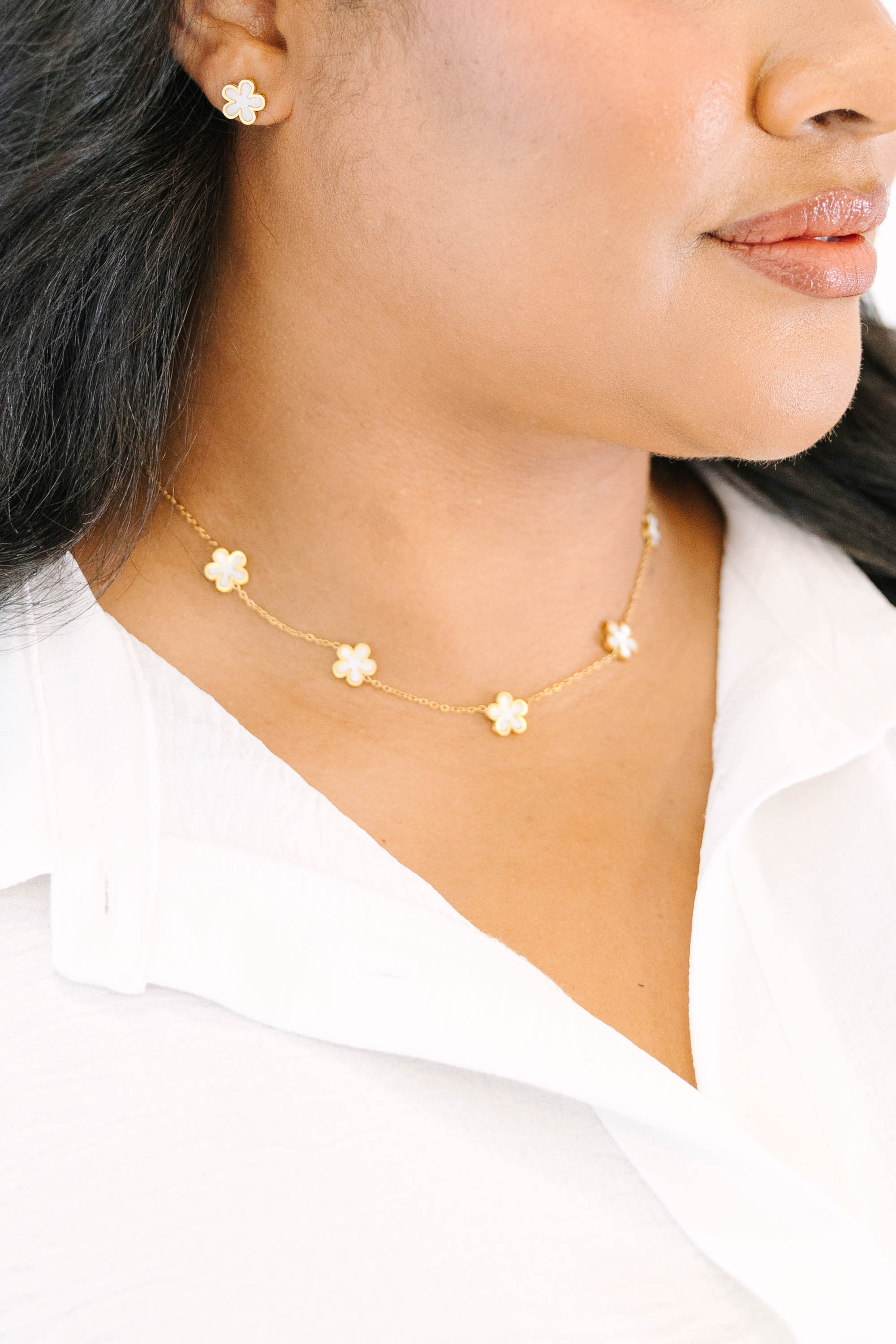 Floral Memories Necklace Set, Cream