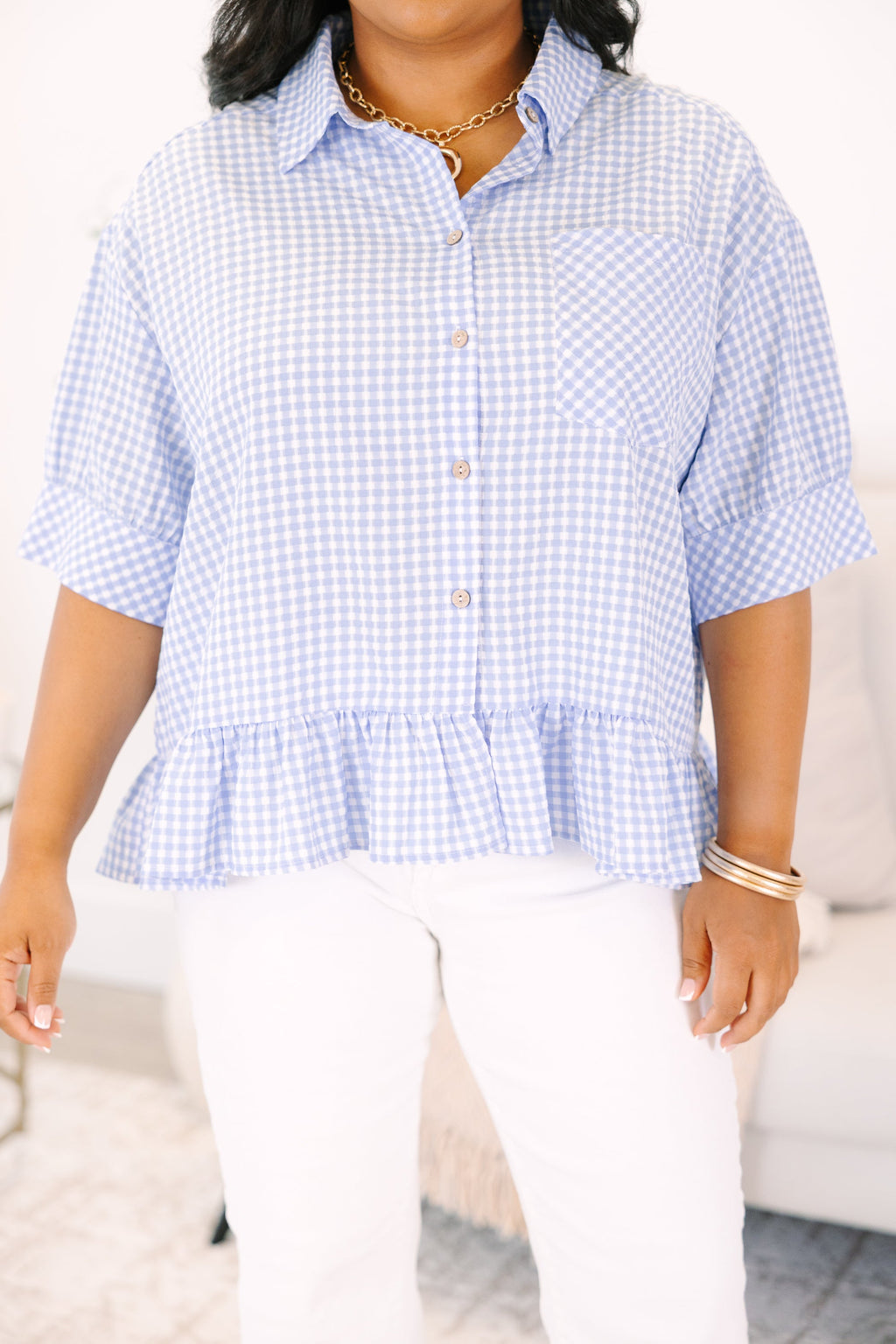 Forever A Favorite Top, Blue Gingham