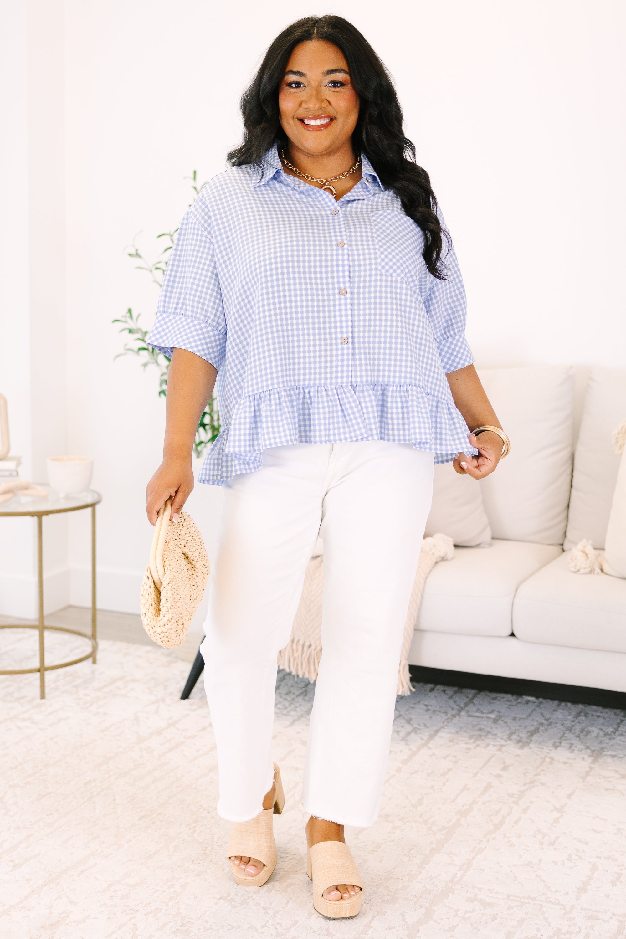 Forever A Favorite Top, Blue Gingham