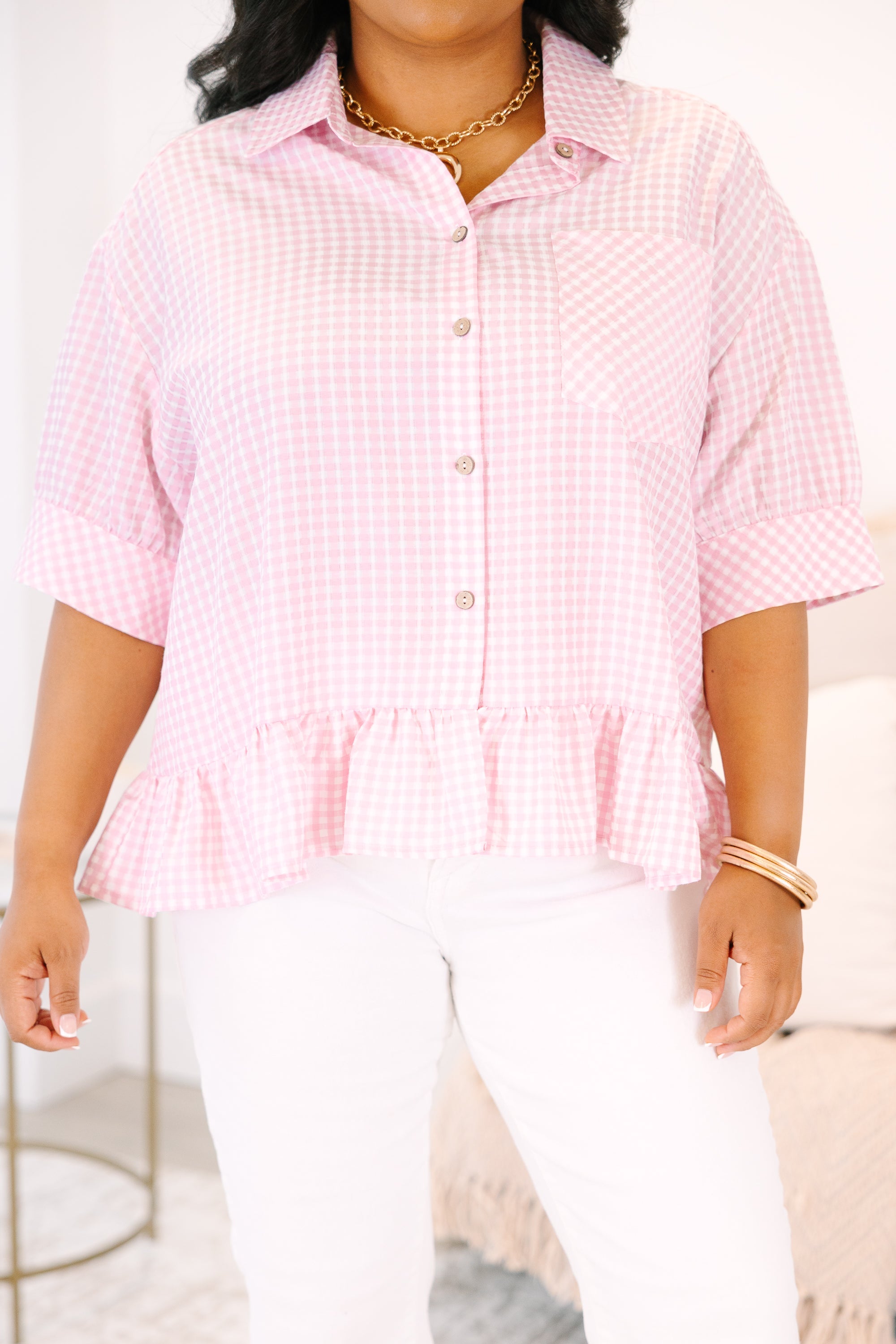 Forever A Favorite Top, Pink Gingham