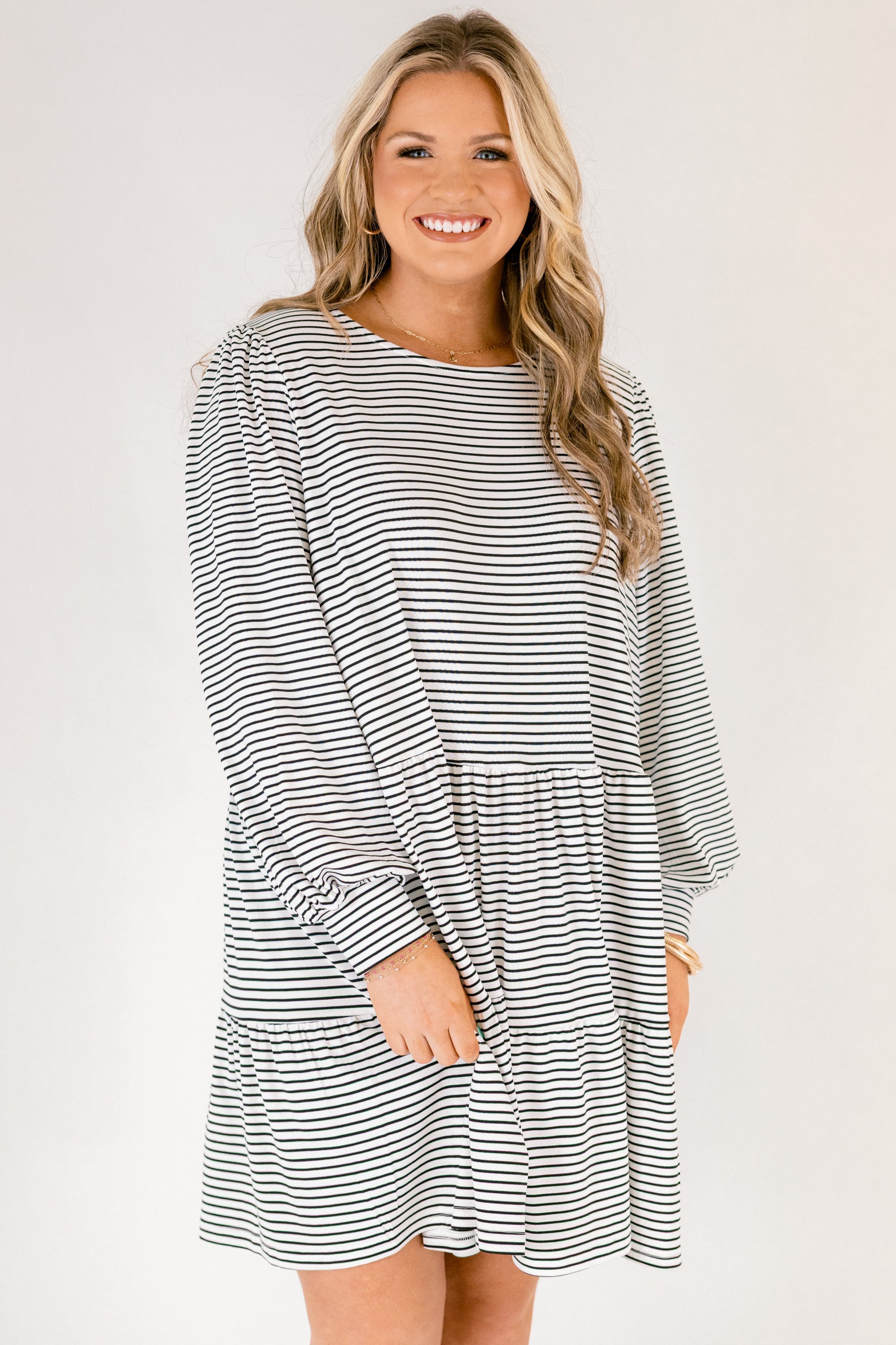 From Here On Out Dress, Cream Stripe