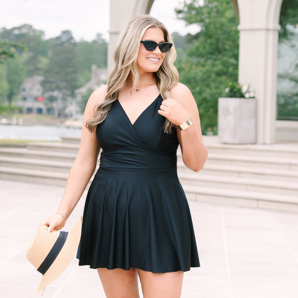 On The Sea Swim Dress, Black