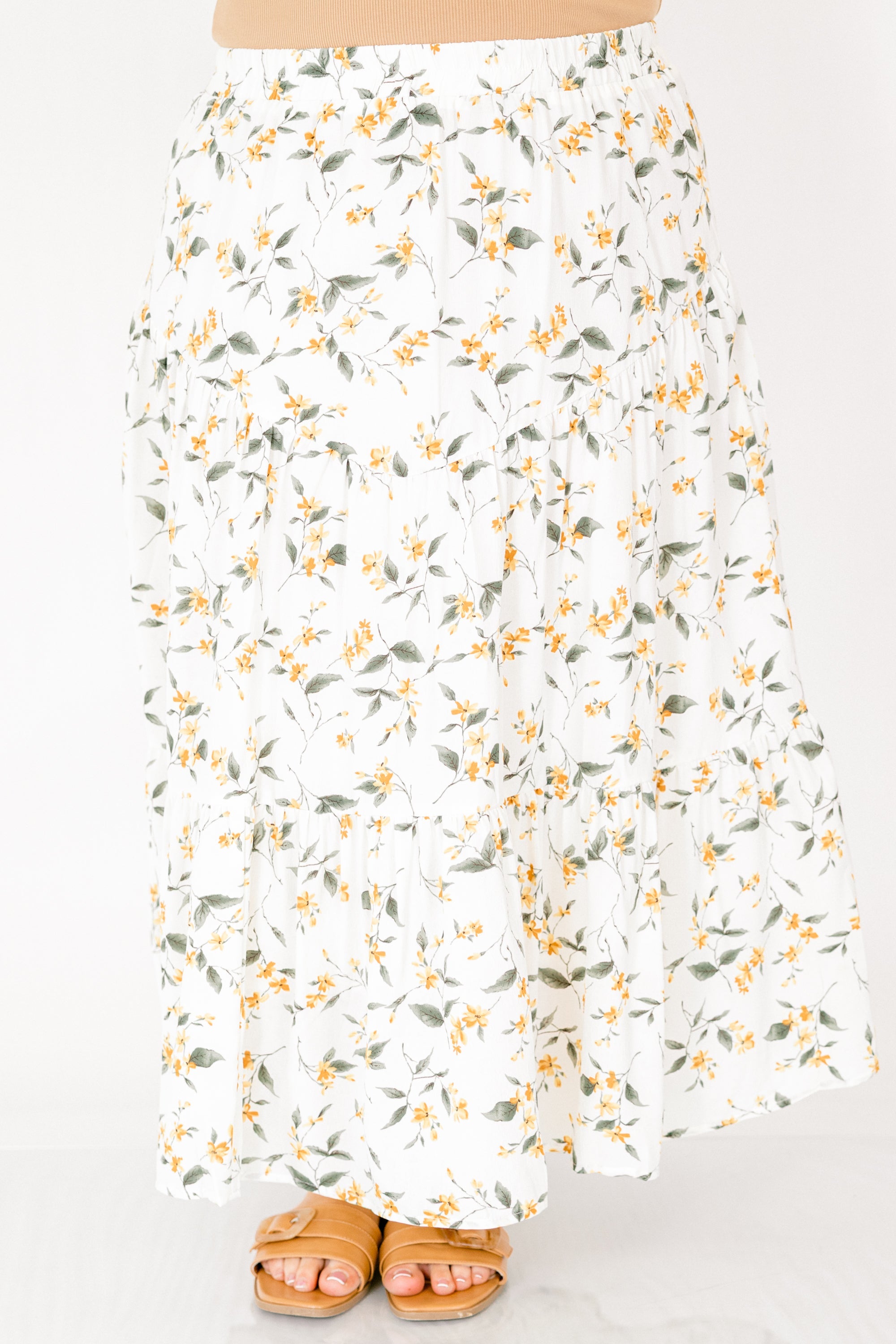 Garden Of Growth Skirt, White/Yellow Floral