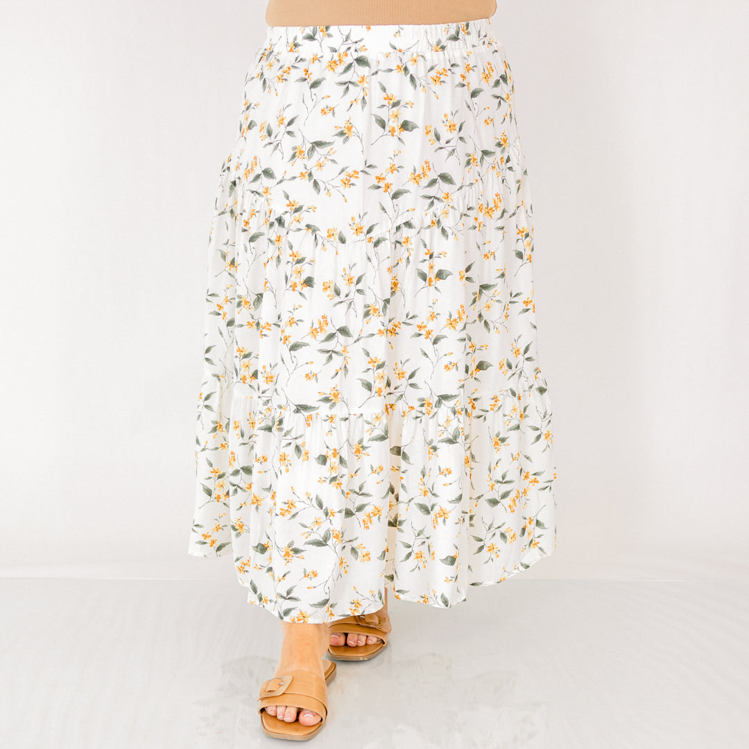 Garden Of Growth Skirt, White/Yellow Floral