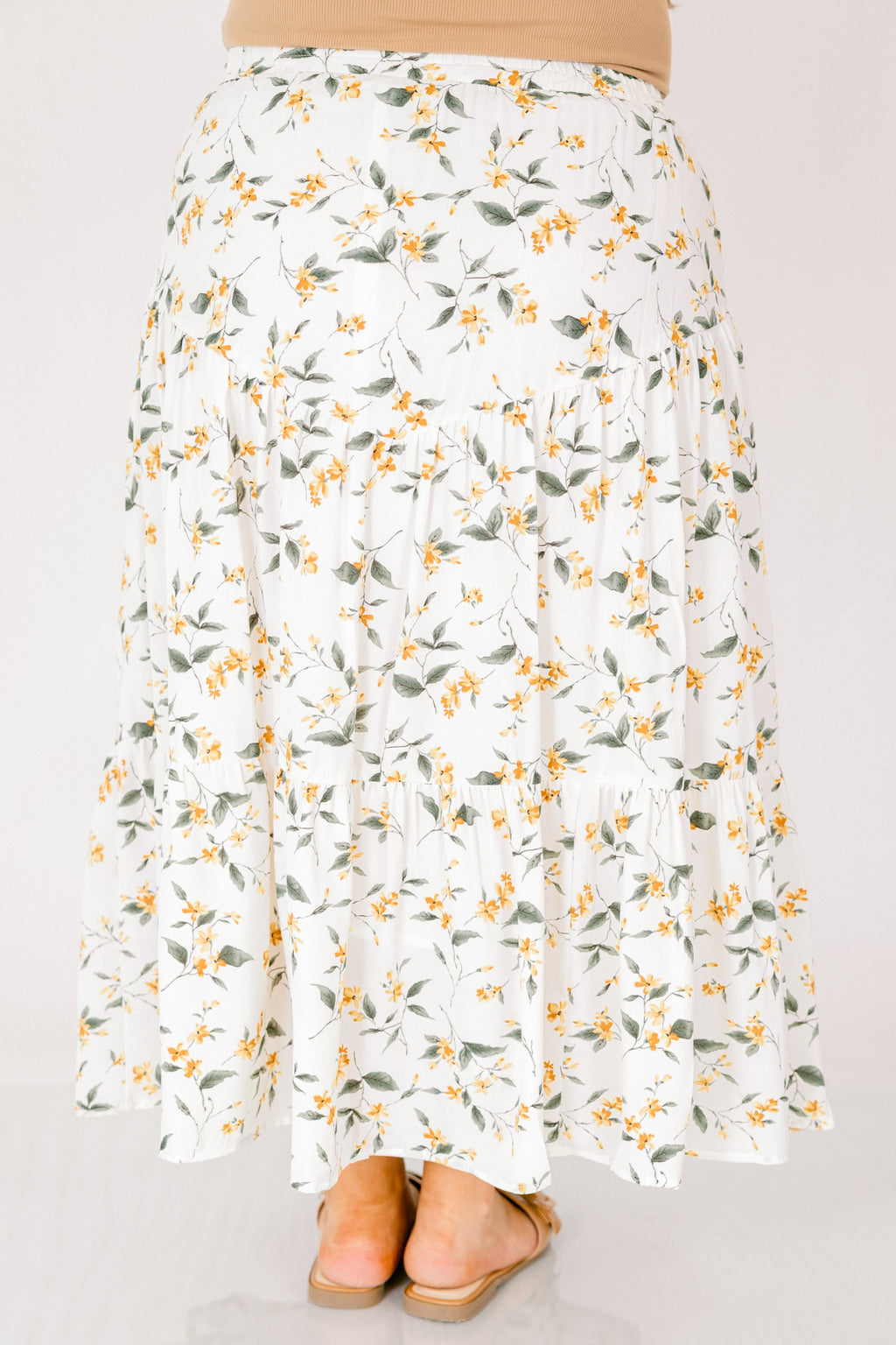 Garden Of Growth Skirt, White/Yellow Floral