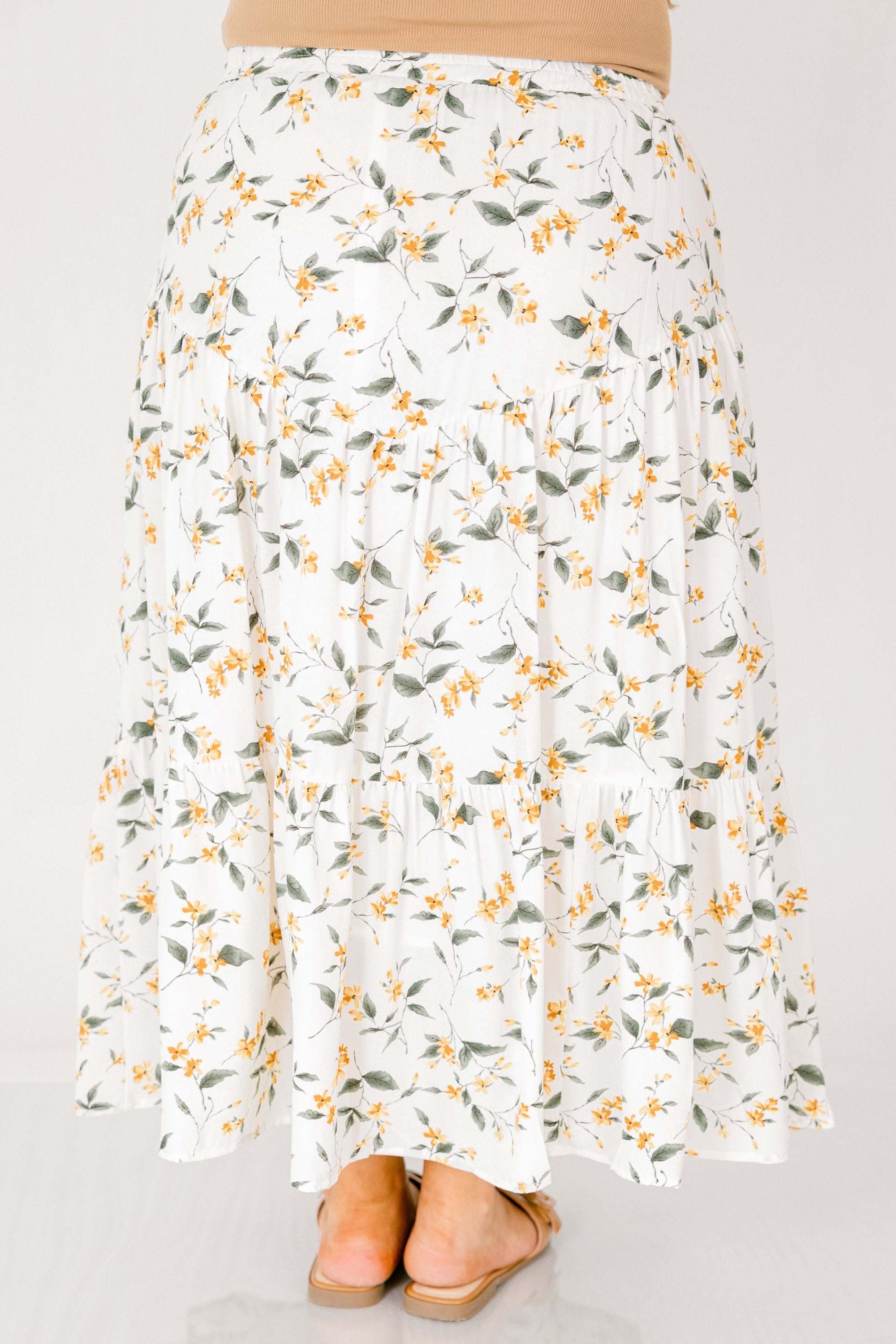 Garden Of Growth Skirt, White/Yellow Floral