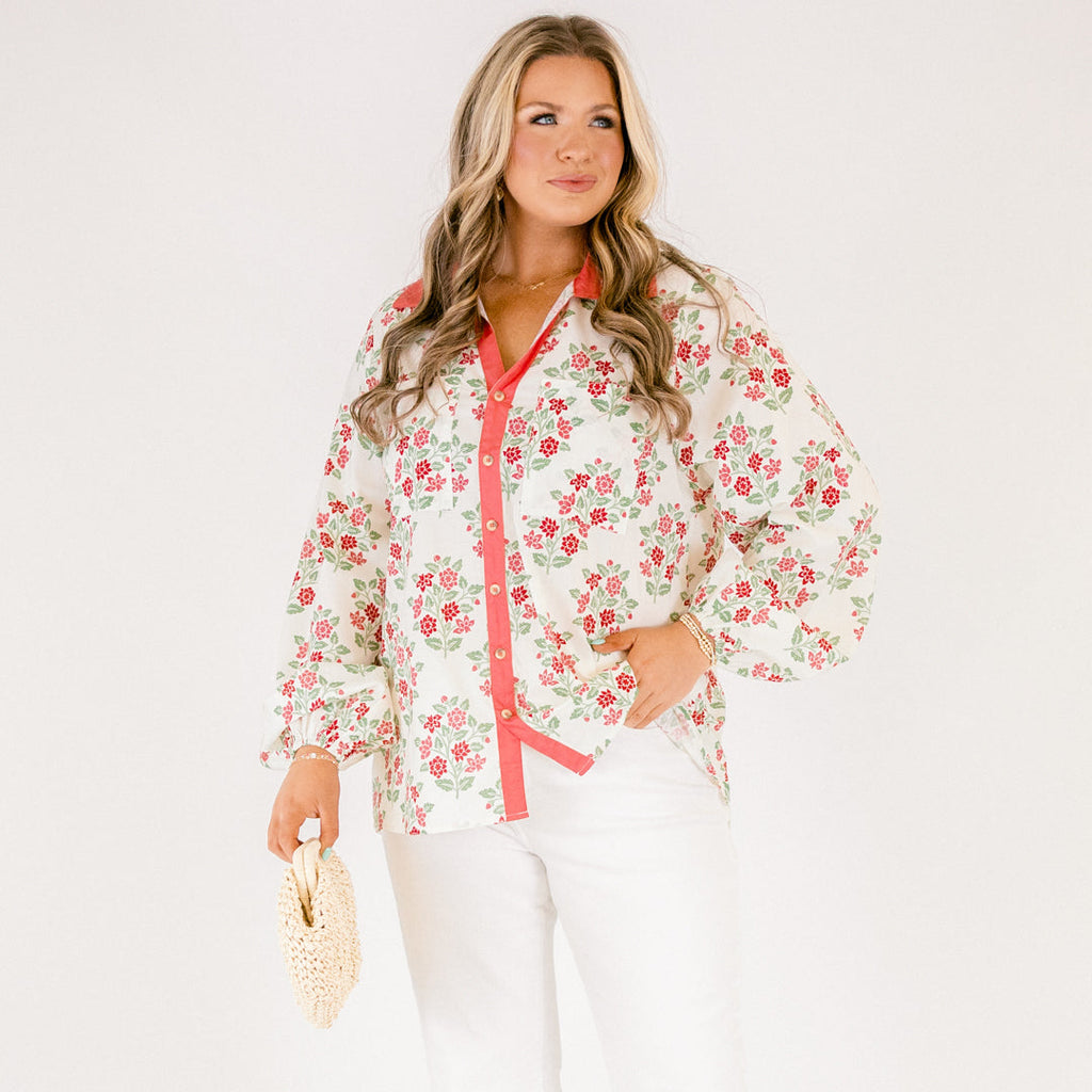 Garden Time Top, Pink Floral