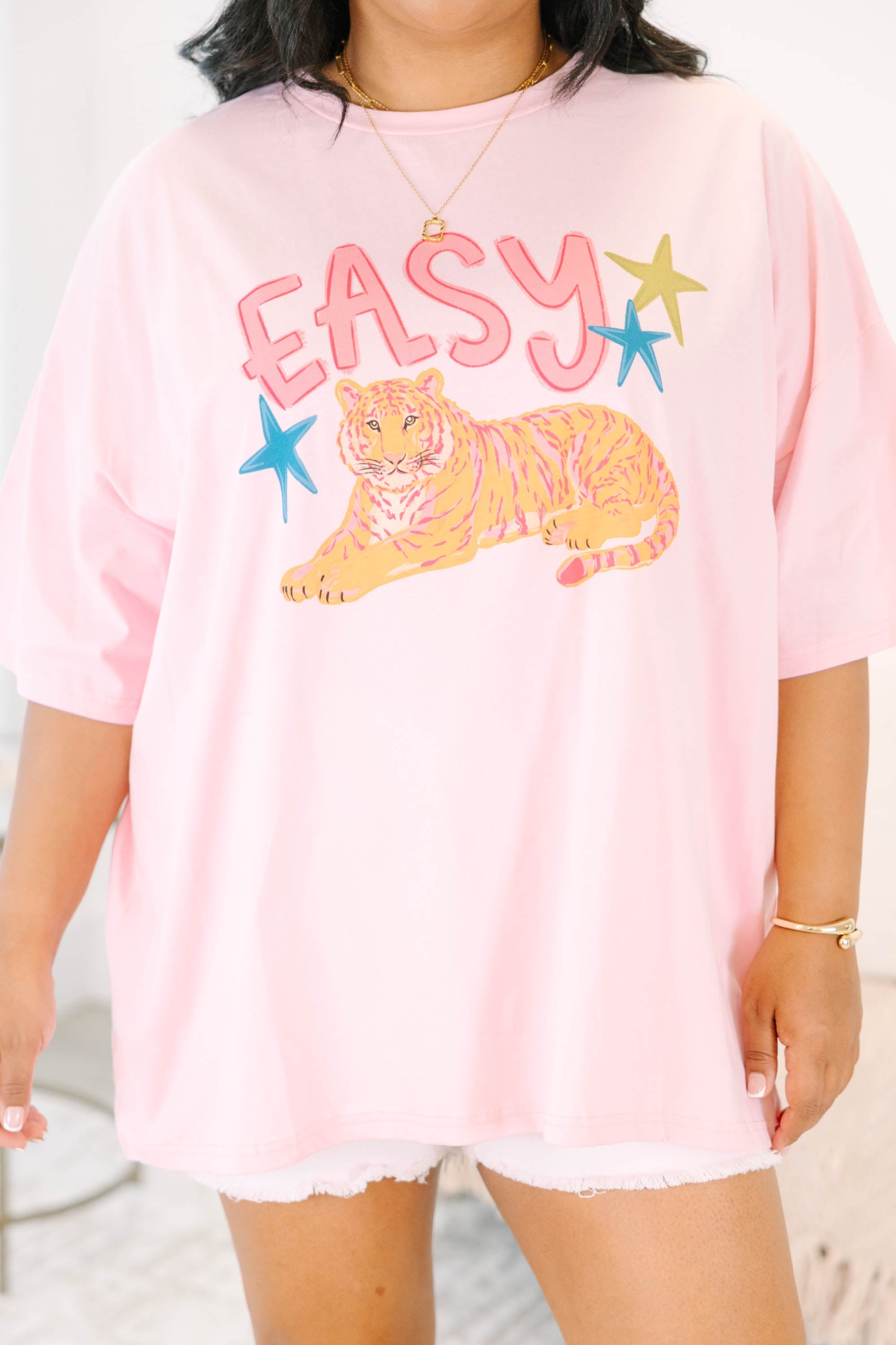 Get It Tiger Boyfriend Tee, Dusty Pink