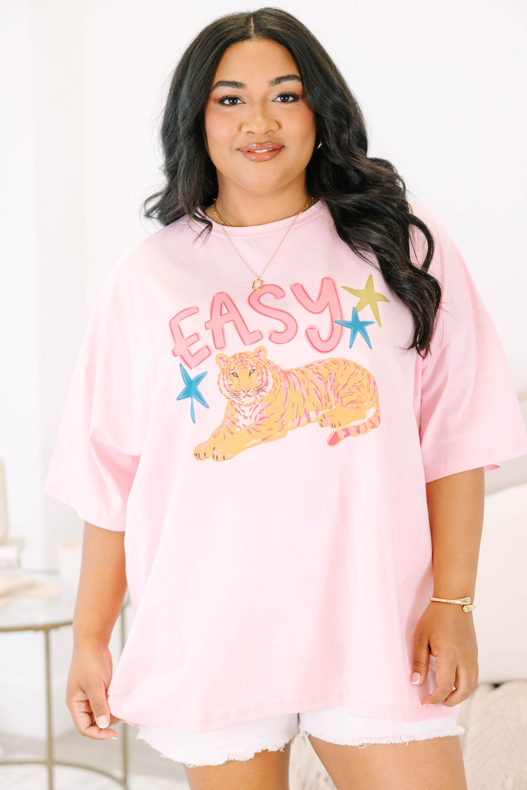 Get It Tiger Boyfriend Tee, Dusty Pink