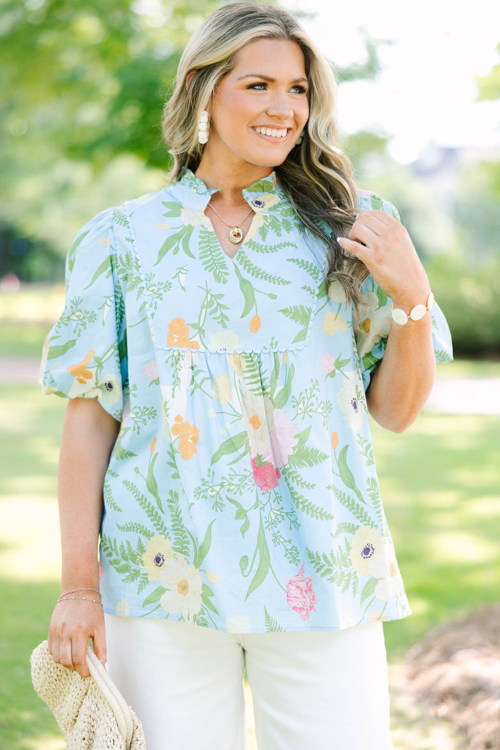 Give Grace Top, Light Blue