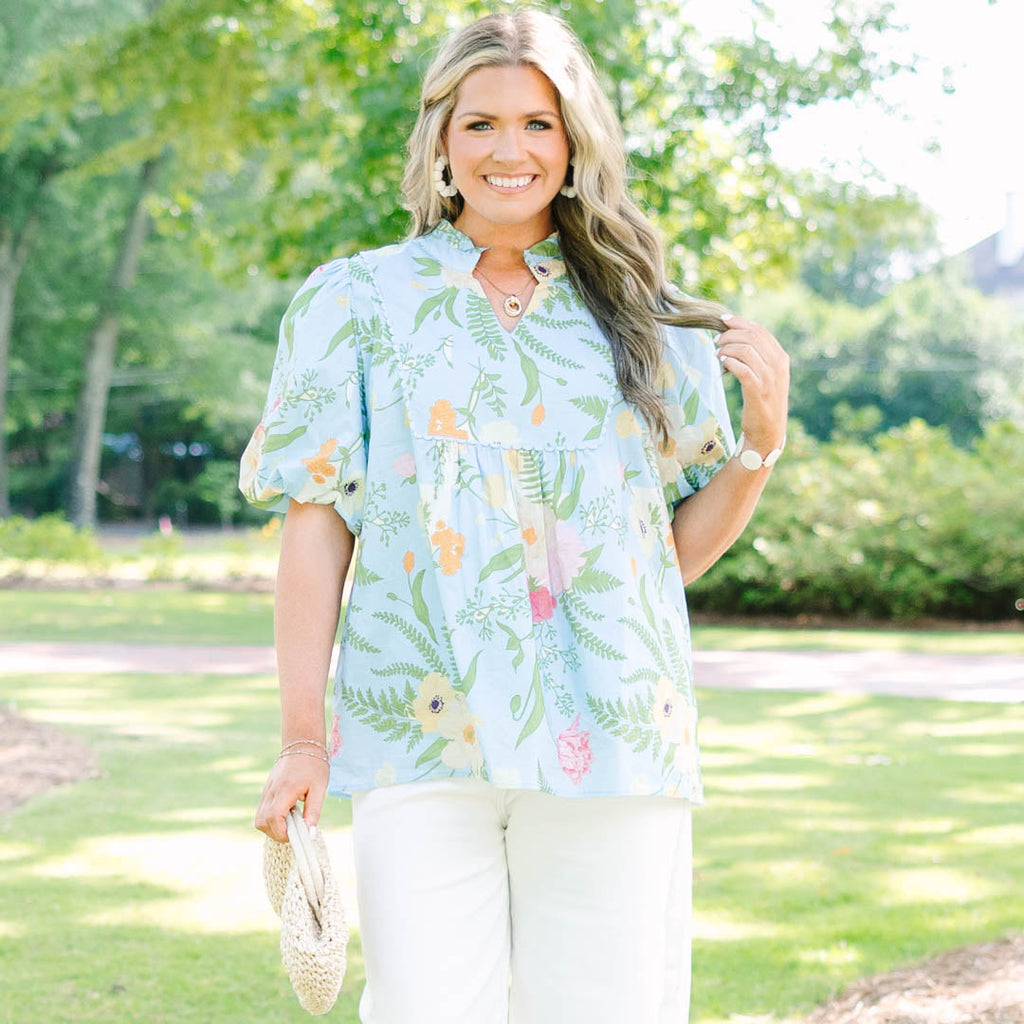 Give Grace Top, Light Blue