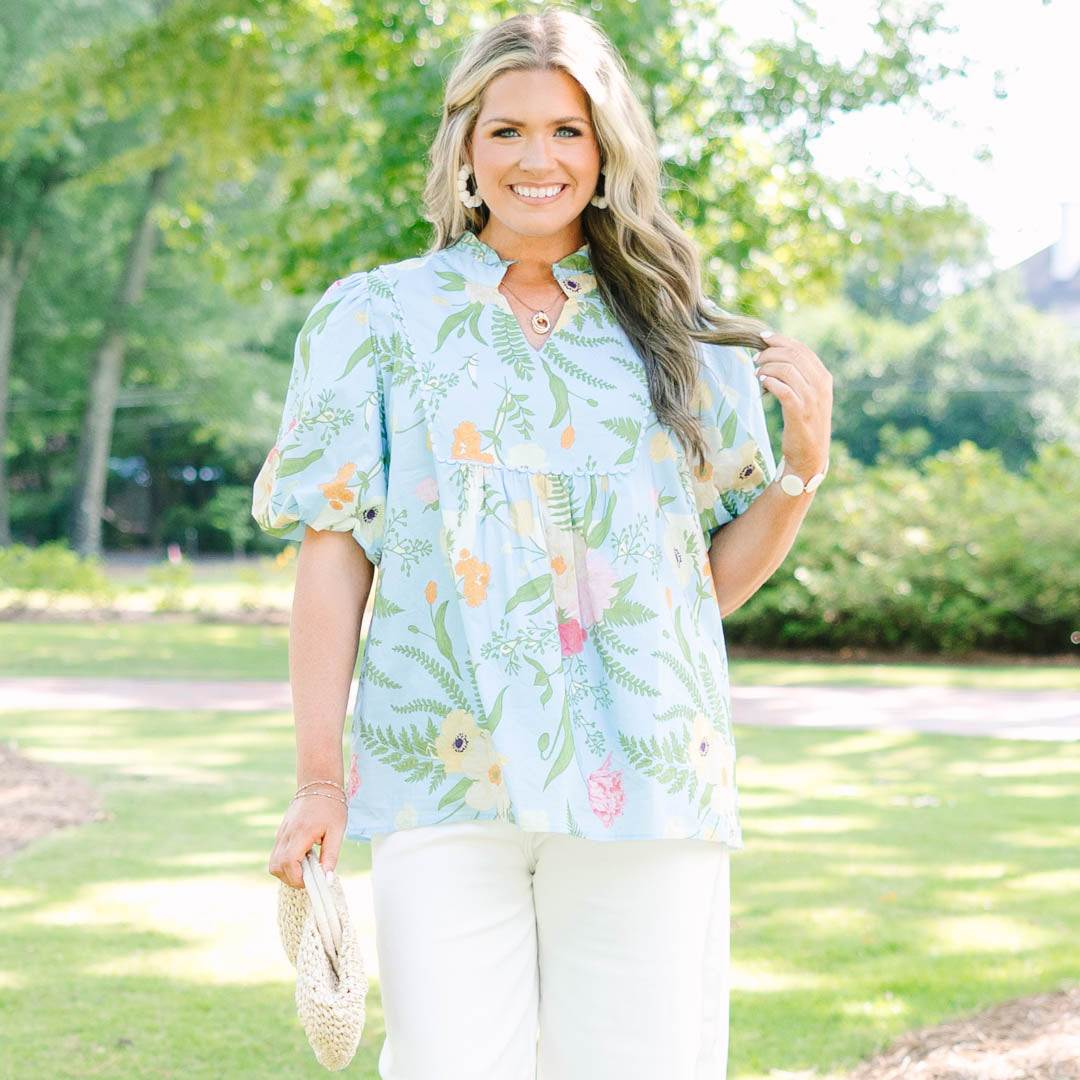 Give Grace Top, Light Blue