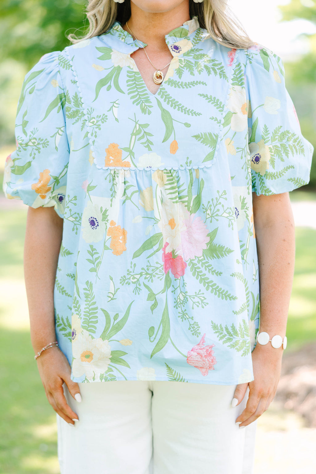 Give Grace Top, Light Blue