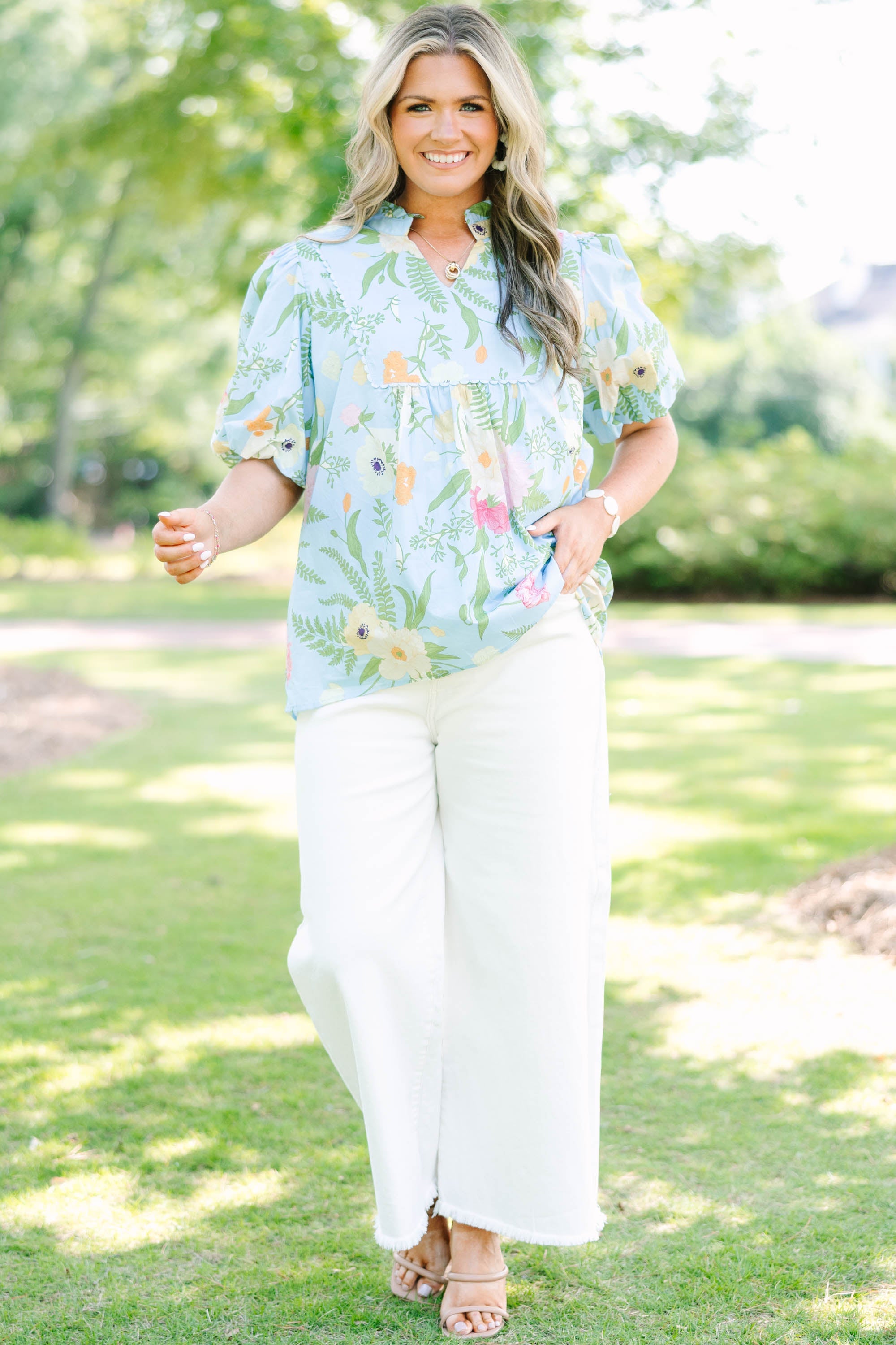 Give Grace Top, Light Blue